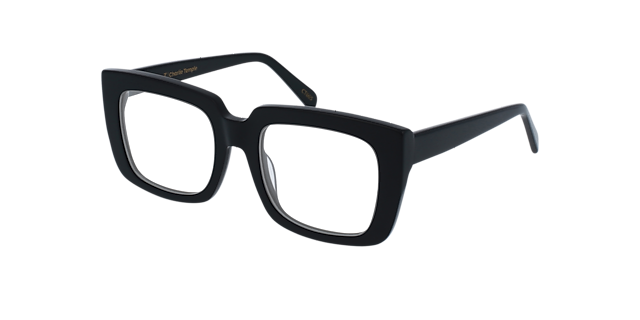 Laila Jet Black AcetatEyeglass Frames von B24, Dreiviertelansicht