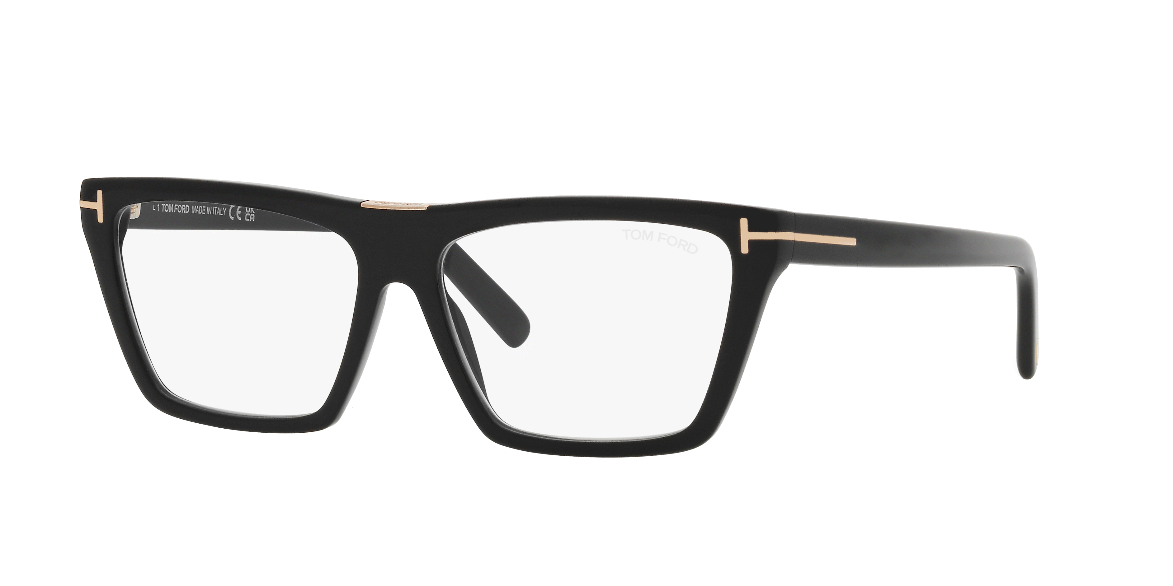 FT5912-B Glänzendes Schwarz AcetatEyeglass Frames von B24, Dreiviertelansicht