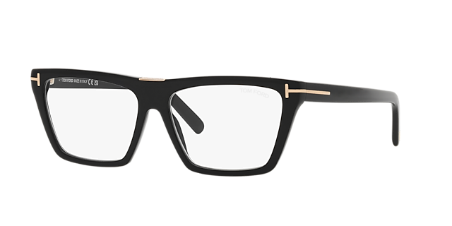 FT5912-B Glänzendes Schwarz AcetatEyeglass Frames von B24, Dreiviertelansicht