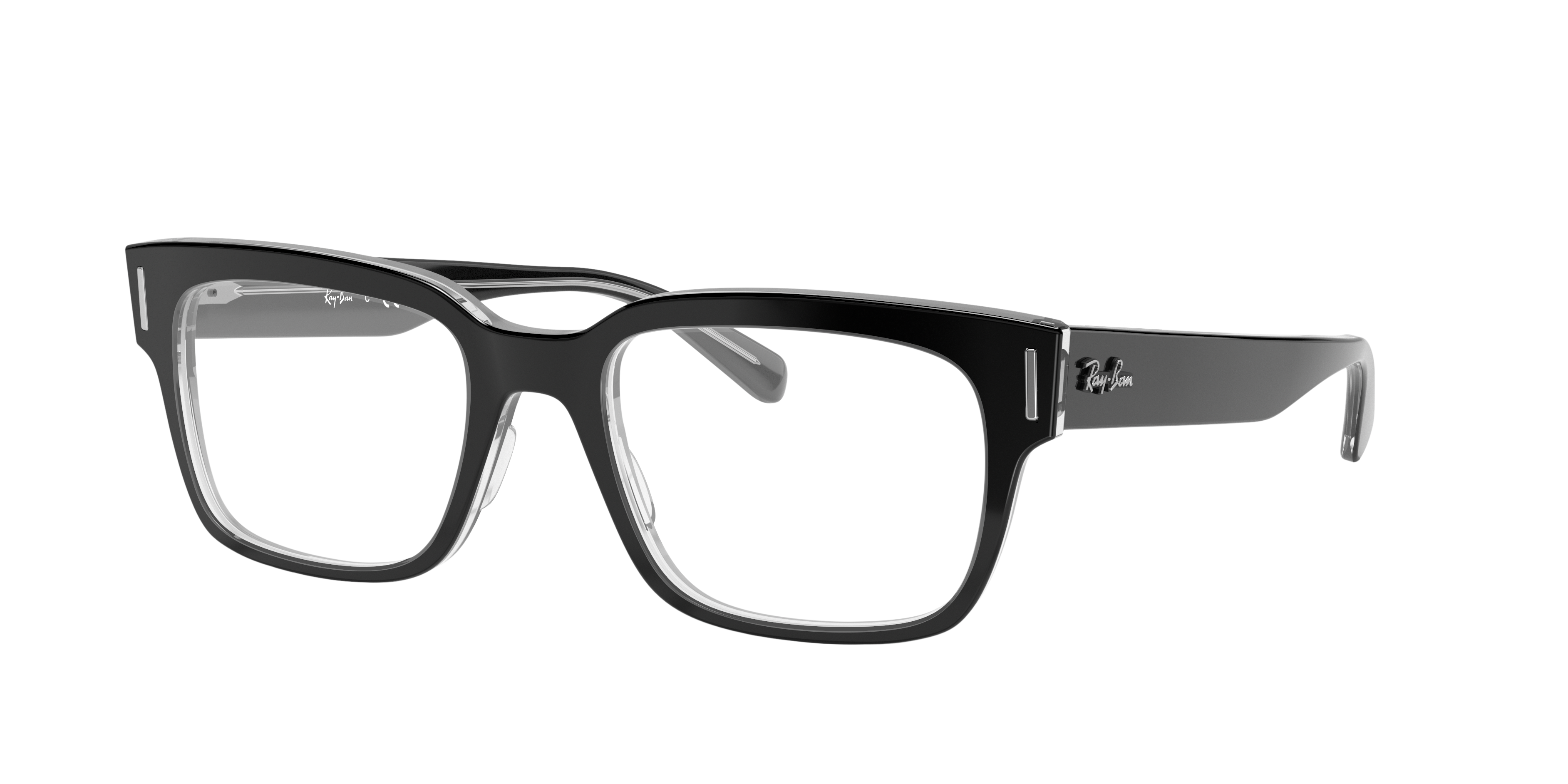 RB5388 Zwart op transparant AcetaatEyeglass Frames van B24, Hoekweergave