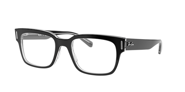 RB5388 Zwart op transparant AcetaatEyeglass Frames van B24, Hoekweergave