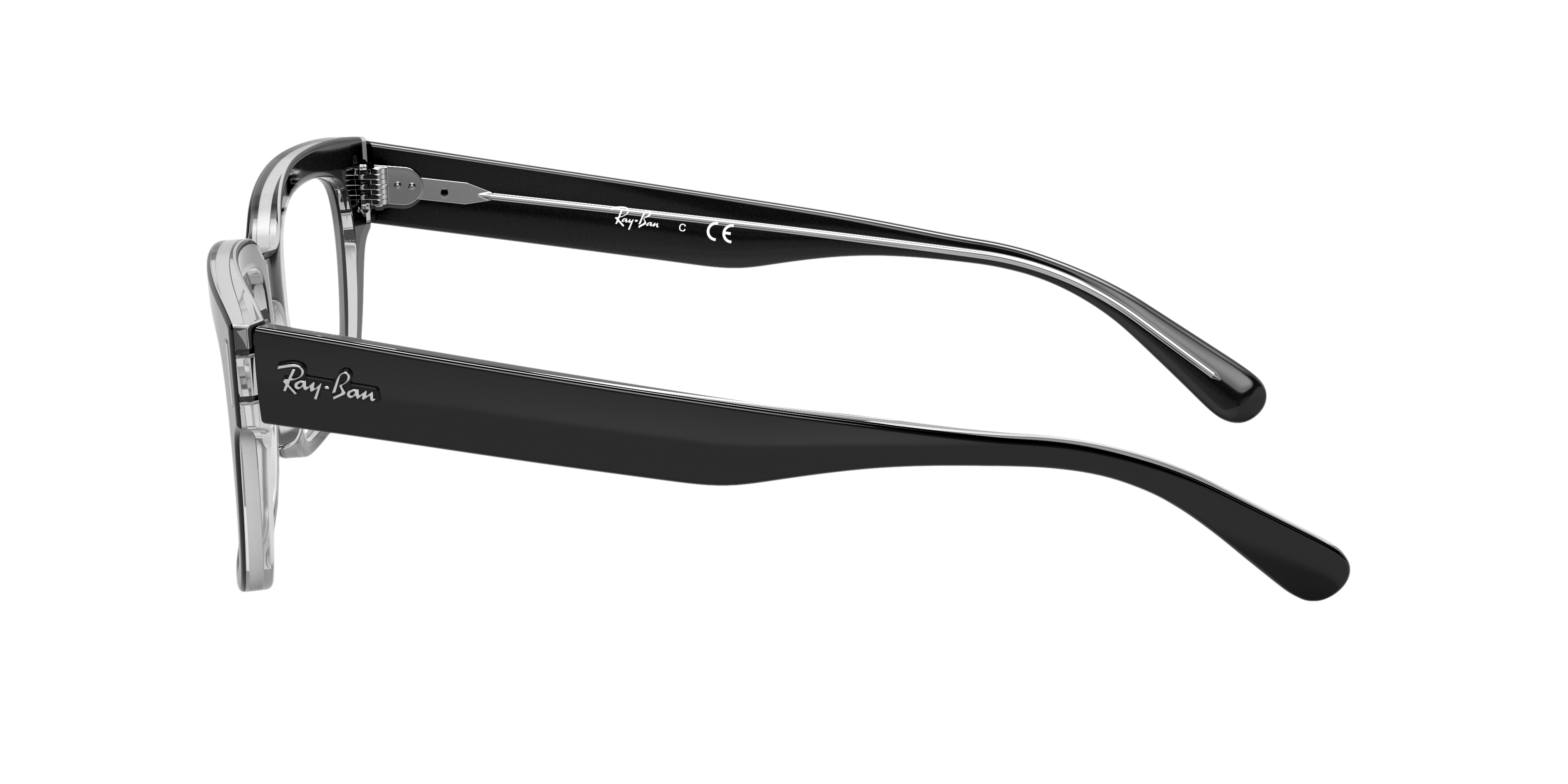 RB5388 Zwart op transparant AcetaatEyeglass Frames van B24, Zijaanzicht