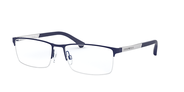 EA1041 Rubber blauw MetaalEyeglass Frames van B24, Hoekweergave