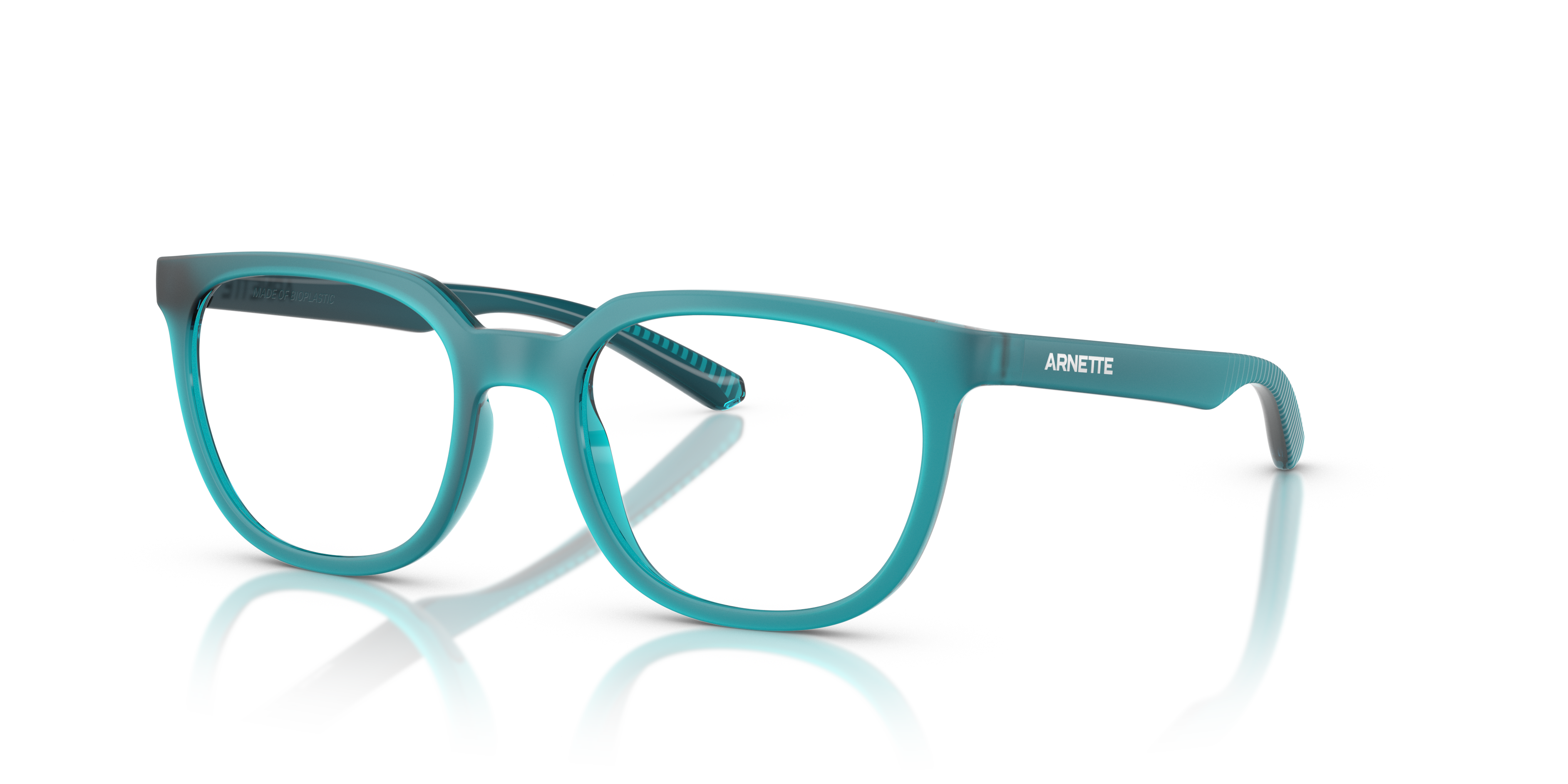 AN7263 Transparent Blue Matte & Shiny KunststofEyeglass Frames van B24, Hoekweergave