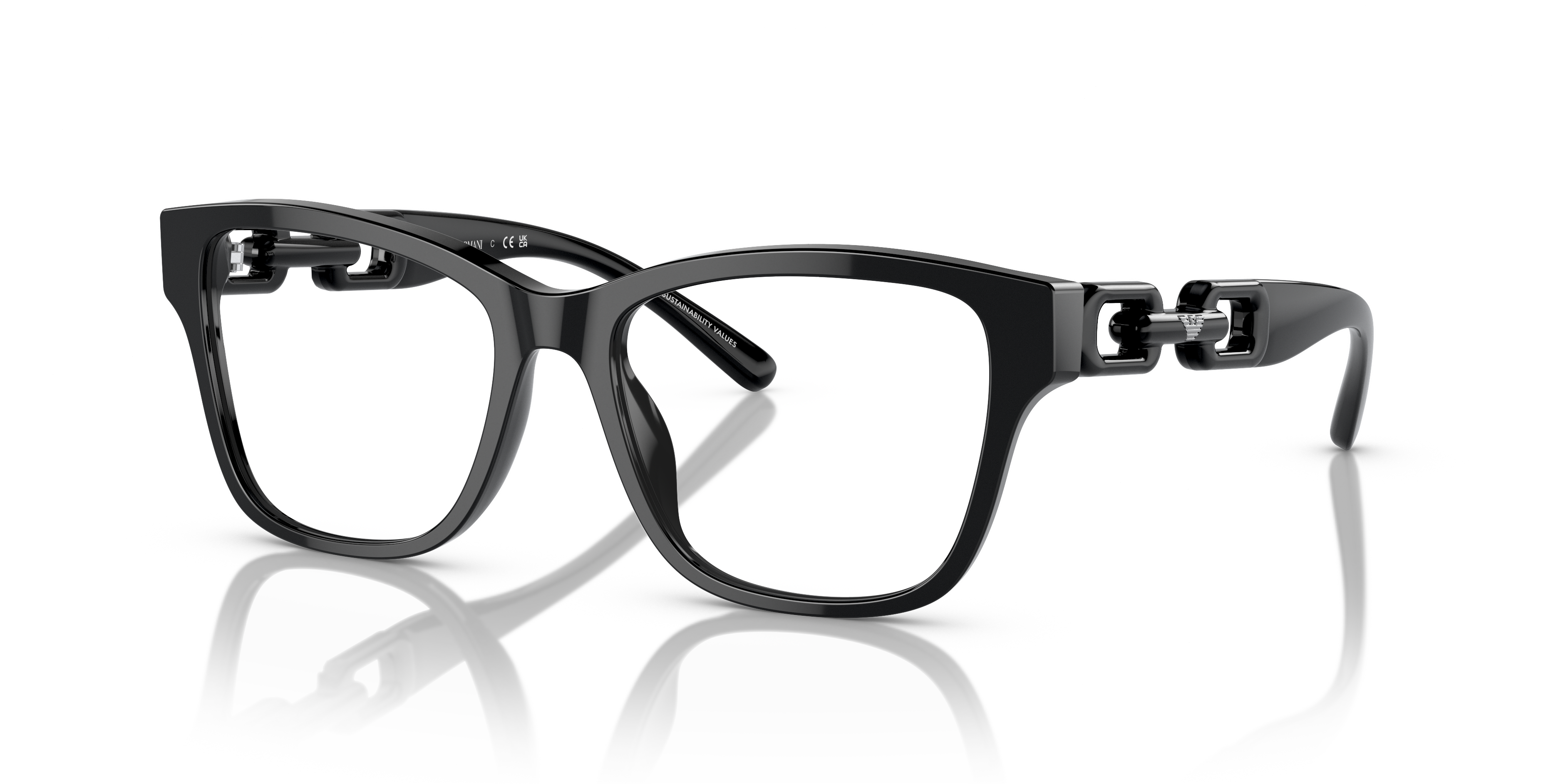 EA3222U Schwarz glänzend AcetatEyeglass Frames von B24, Dreiviertelansicht