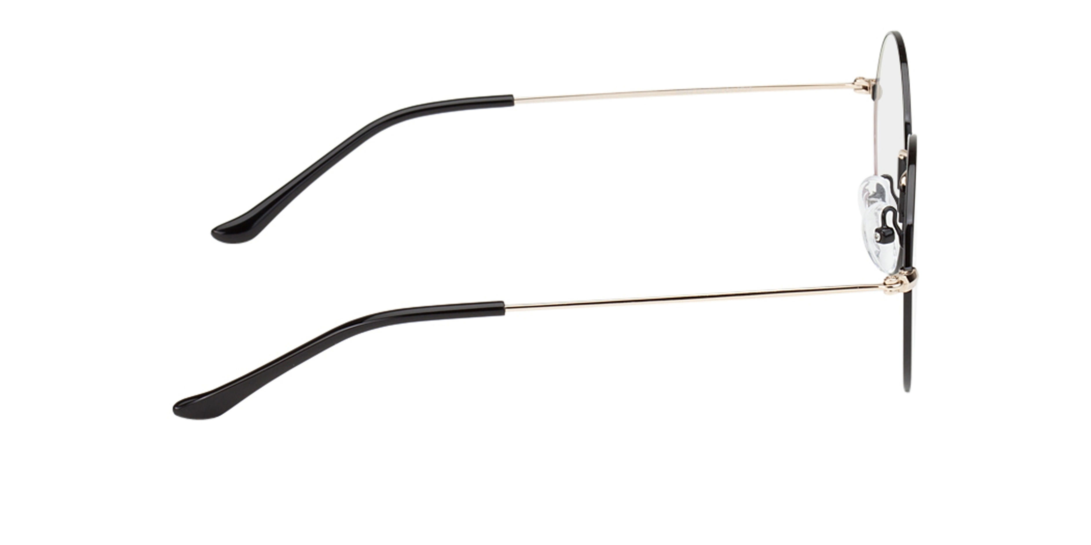 Brisbane Schwarz & Gold MetallEyeglass Frames von B24, Seitenansicht