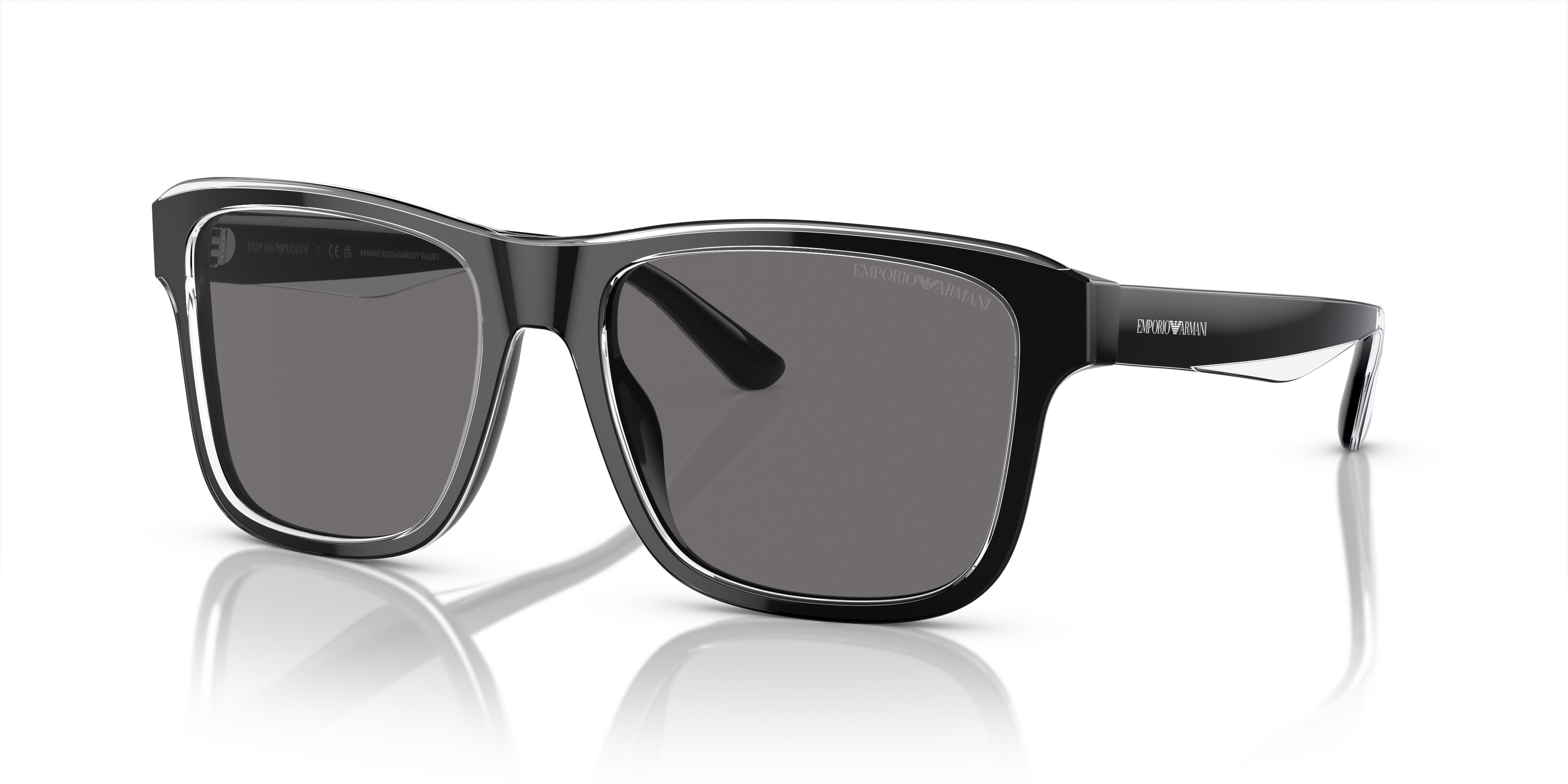 EA4208 Shiny Black & Top Crystal AcetatSunglass Frames von B24, Dreiviertelansicht