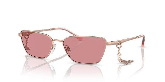 EA2141 Glanzend Roségoud MetaalSunglass Frames van B24, Hoekweergave