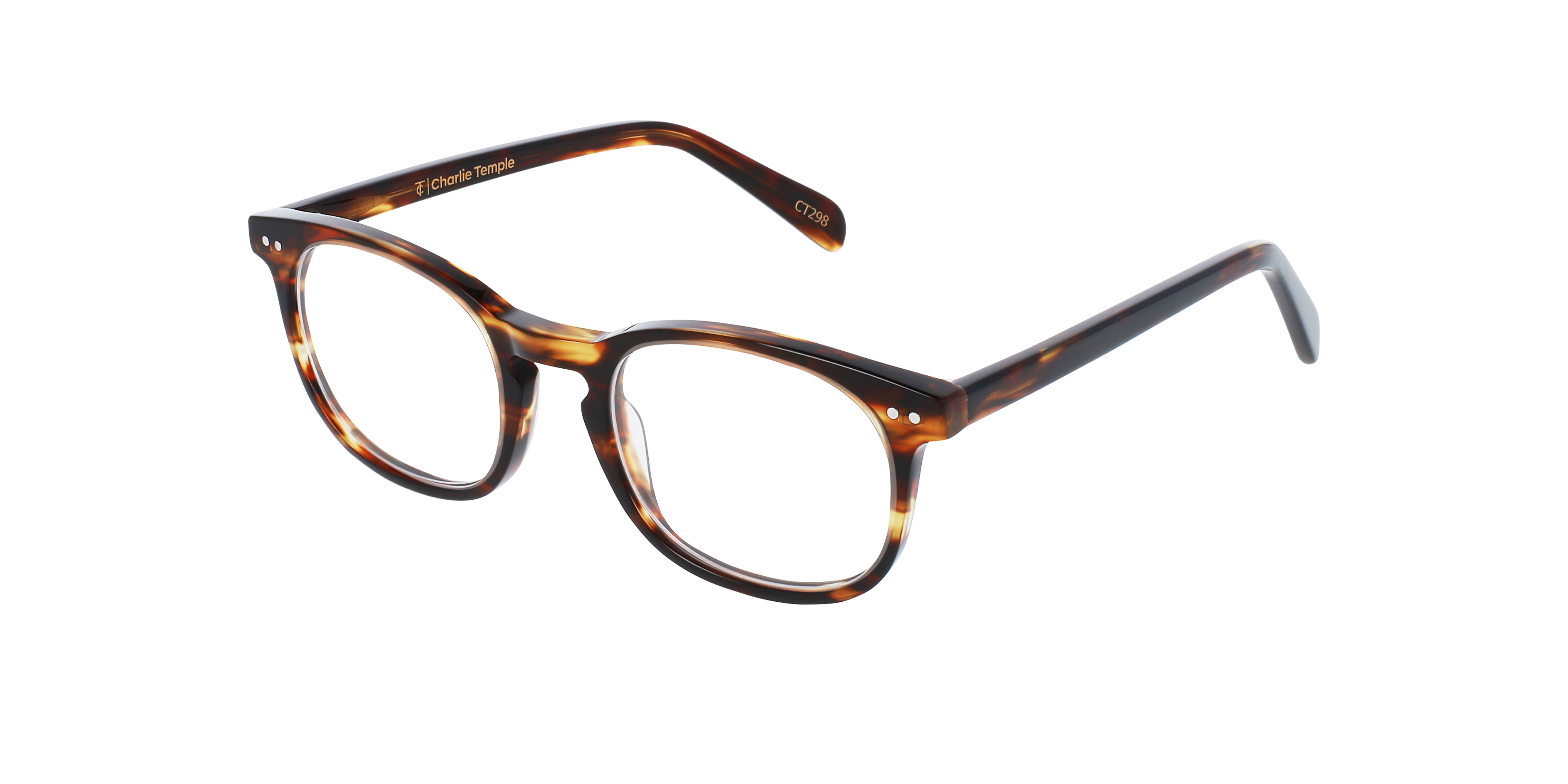 Clark Classic Tortoise AcetaatEyeglass Frames van B24, Hoekweergave