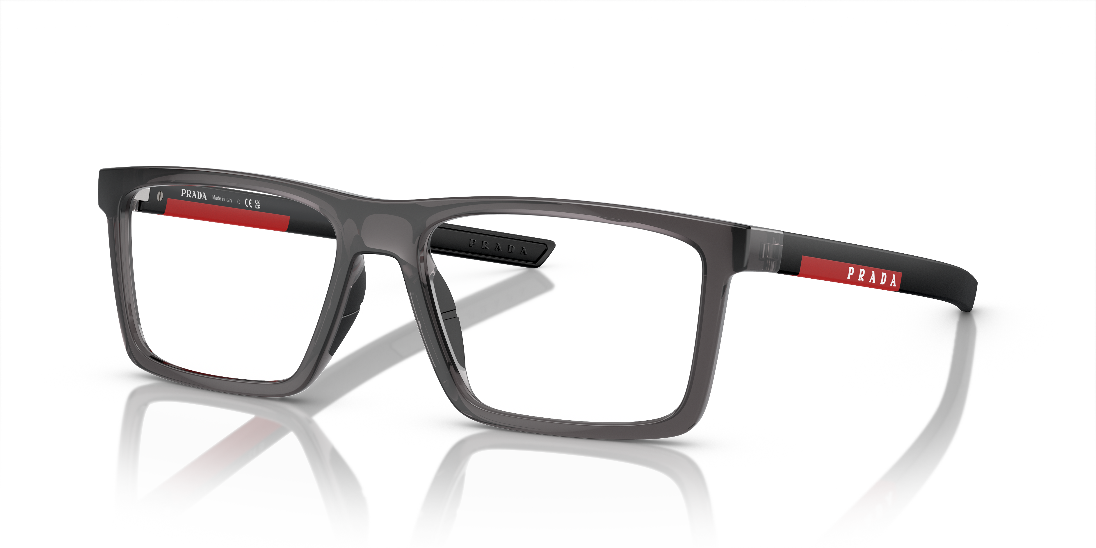 PS 02QV Transparant antraciet KunststofEyeglass Frames van B24, Hoekweergave