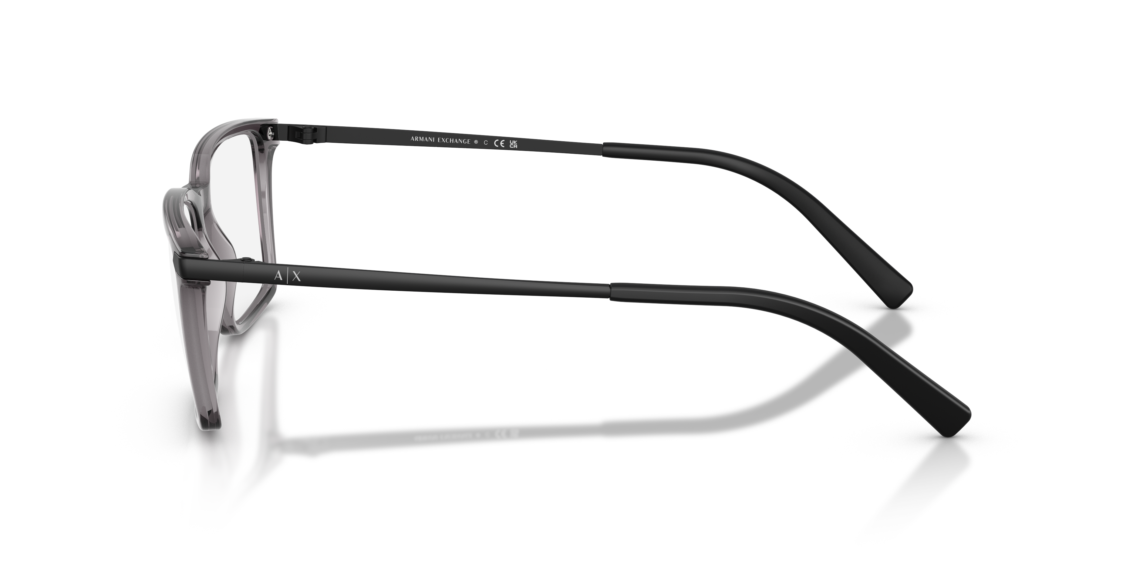 AX3077 Glanzend Transparant Grijs KunststofEyeglass Frames van B24, Zijaanzicht