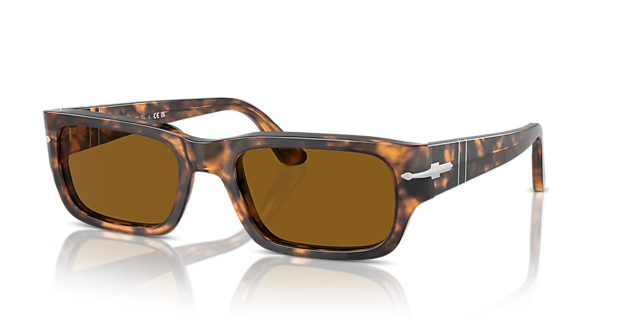 PO3347S Bruin Havana AcetaatSunglass Frames van B24, Hoekweergave