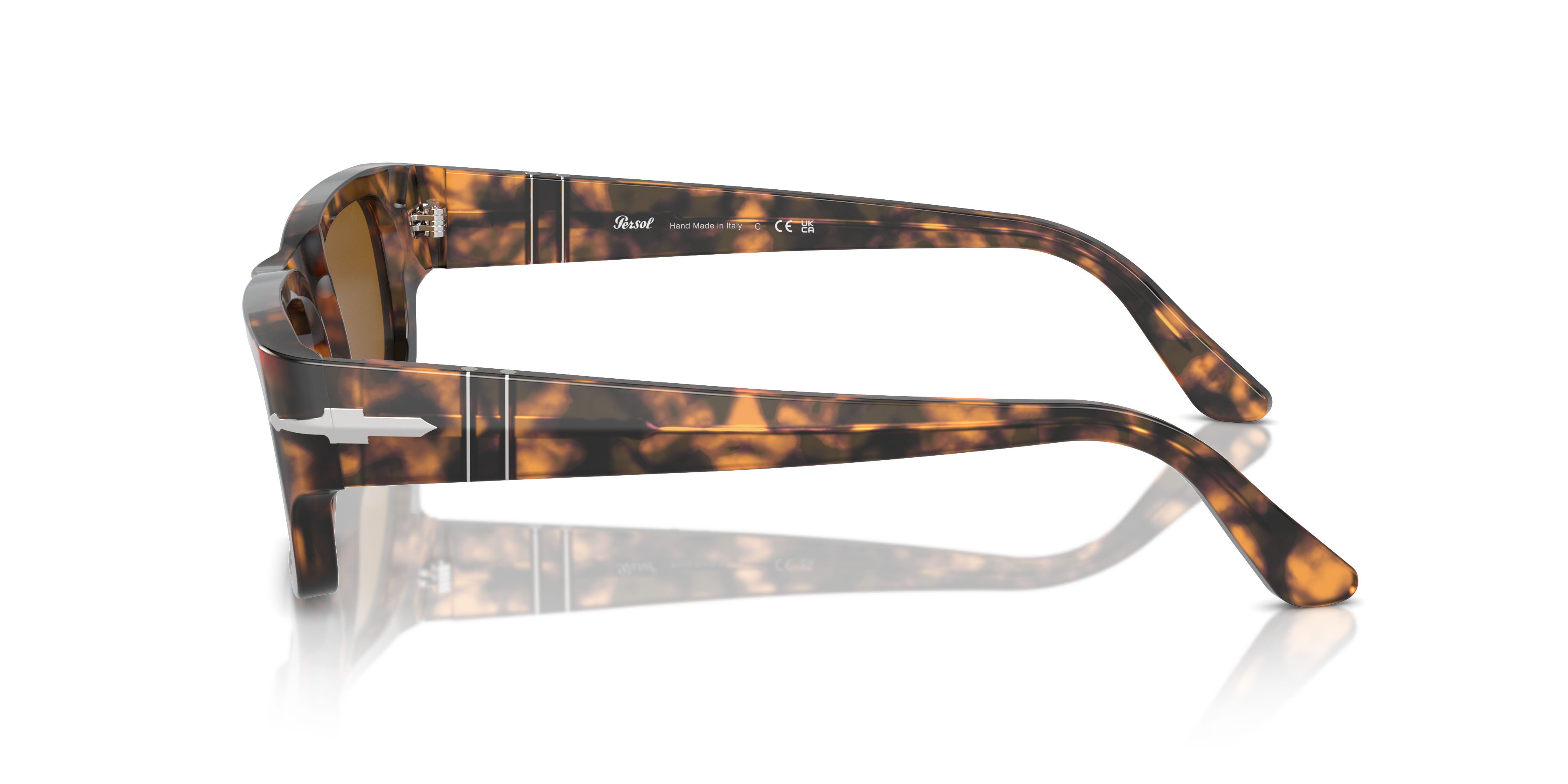 PO3347S Bruin Havana AcetaatSunglass Frames van B24, Zijaanzicht