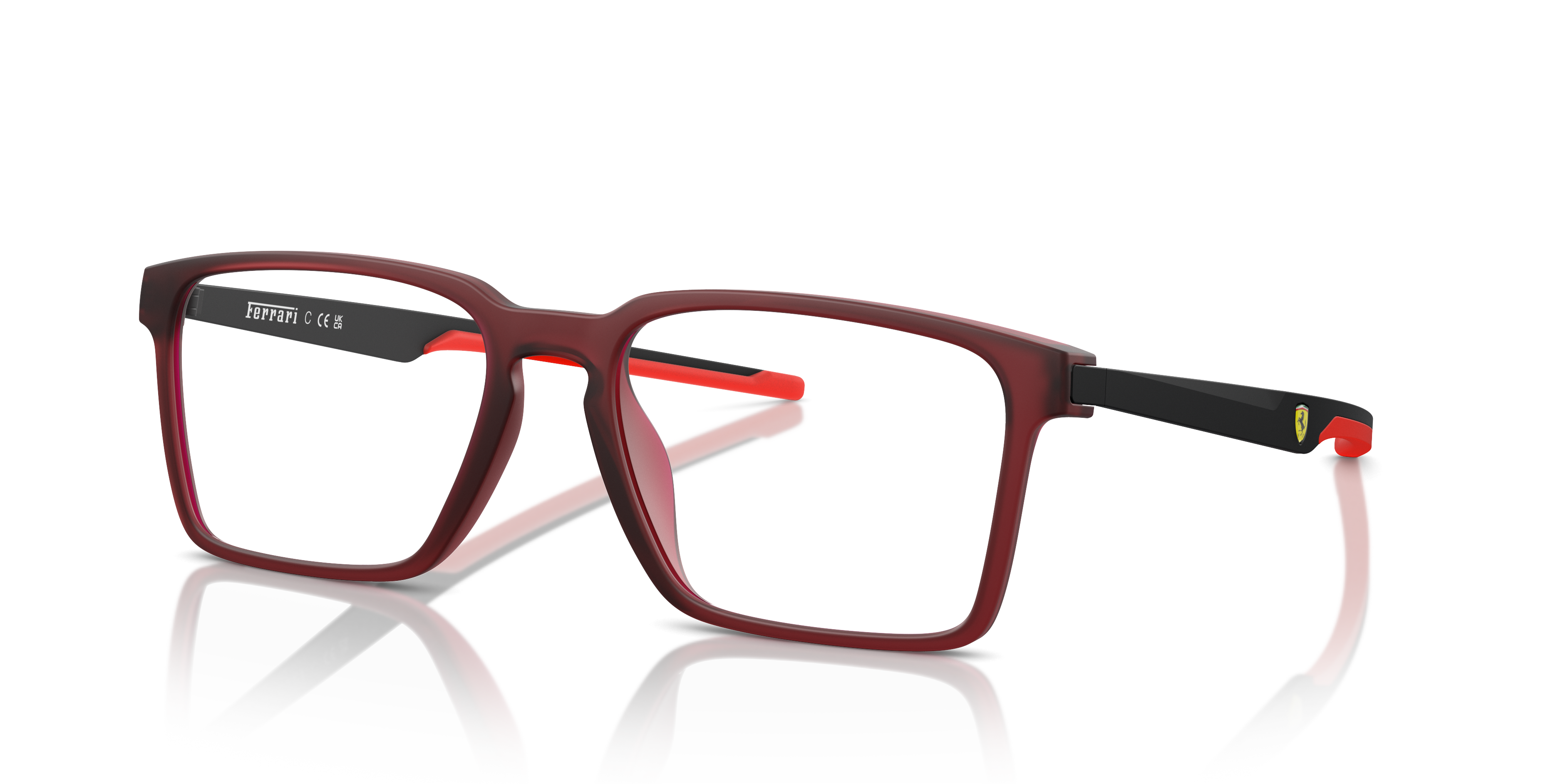 FZ8005U Transparant rood mat KunststofEyeglass Frames van B24, Hoekweergave