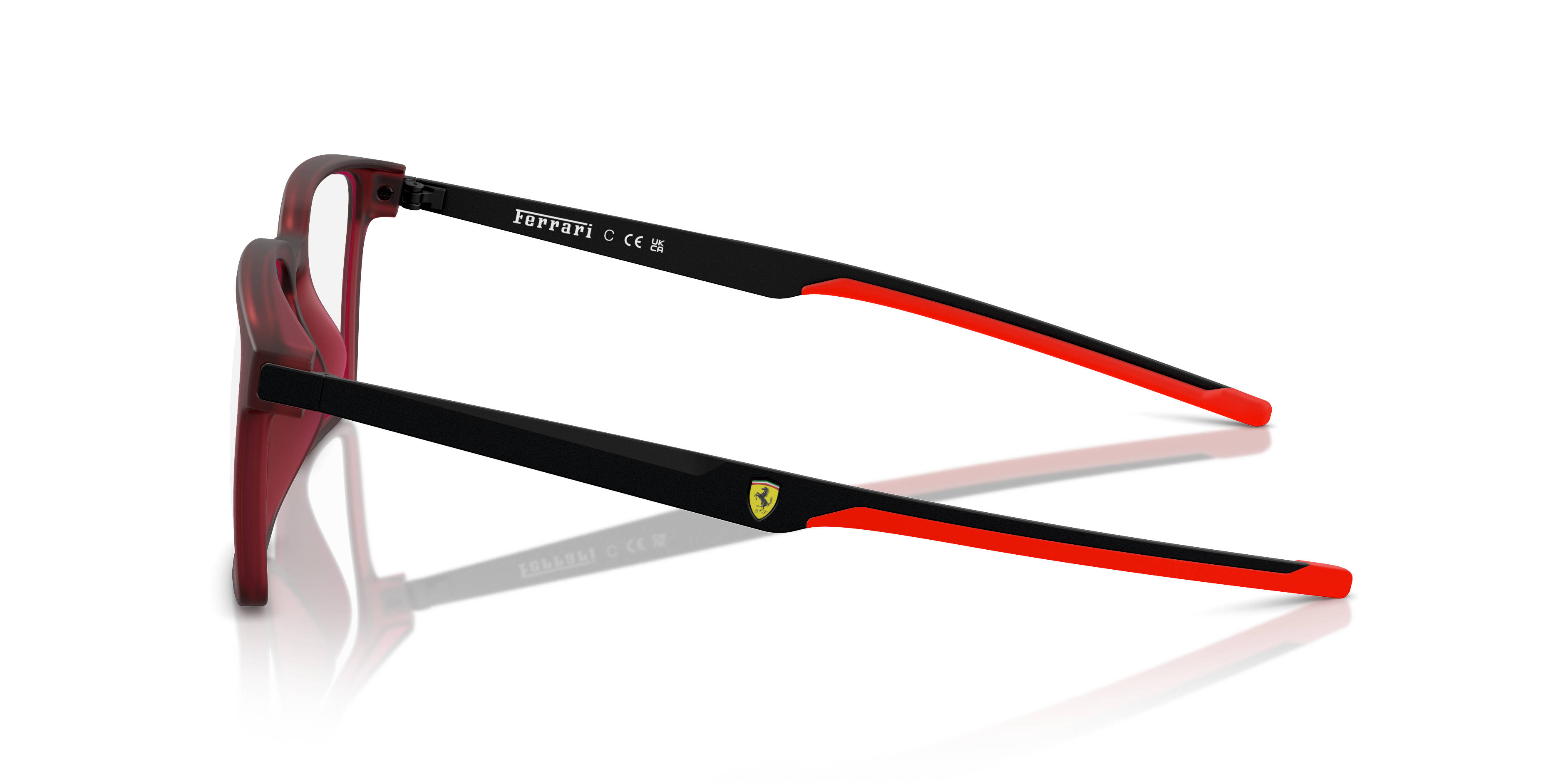 FZ8005U Transparant rood mat KunststofEyeglass Frames van B24, Zijaanzicht