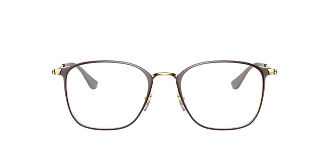 RB6466 Bruin op Goud MetaalEyeglass Frames van B24, Vooraanzicht