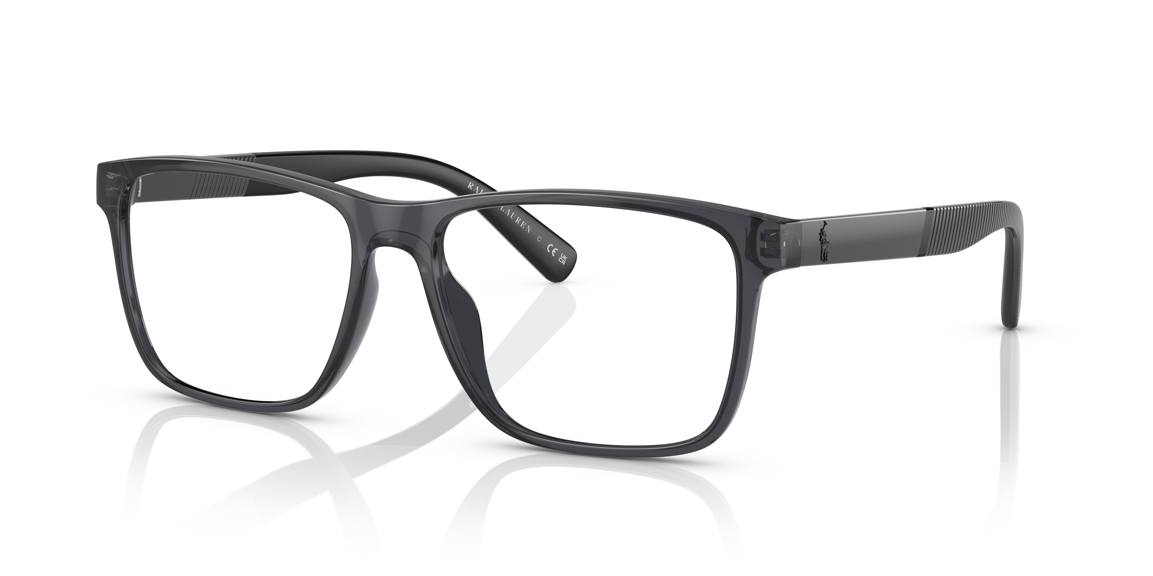 PH2257U Glanzend Transparant Grijs KunststofEyeglass Frames van B24, Hoekweergave