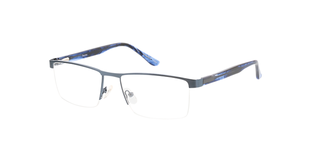 Daxton Blau matt & Blau gesprenkelt MetallEyeglass Frames von B24, Dreiviertelansicht