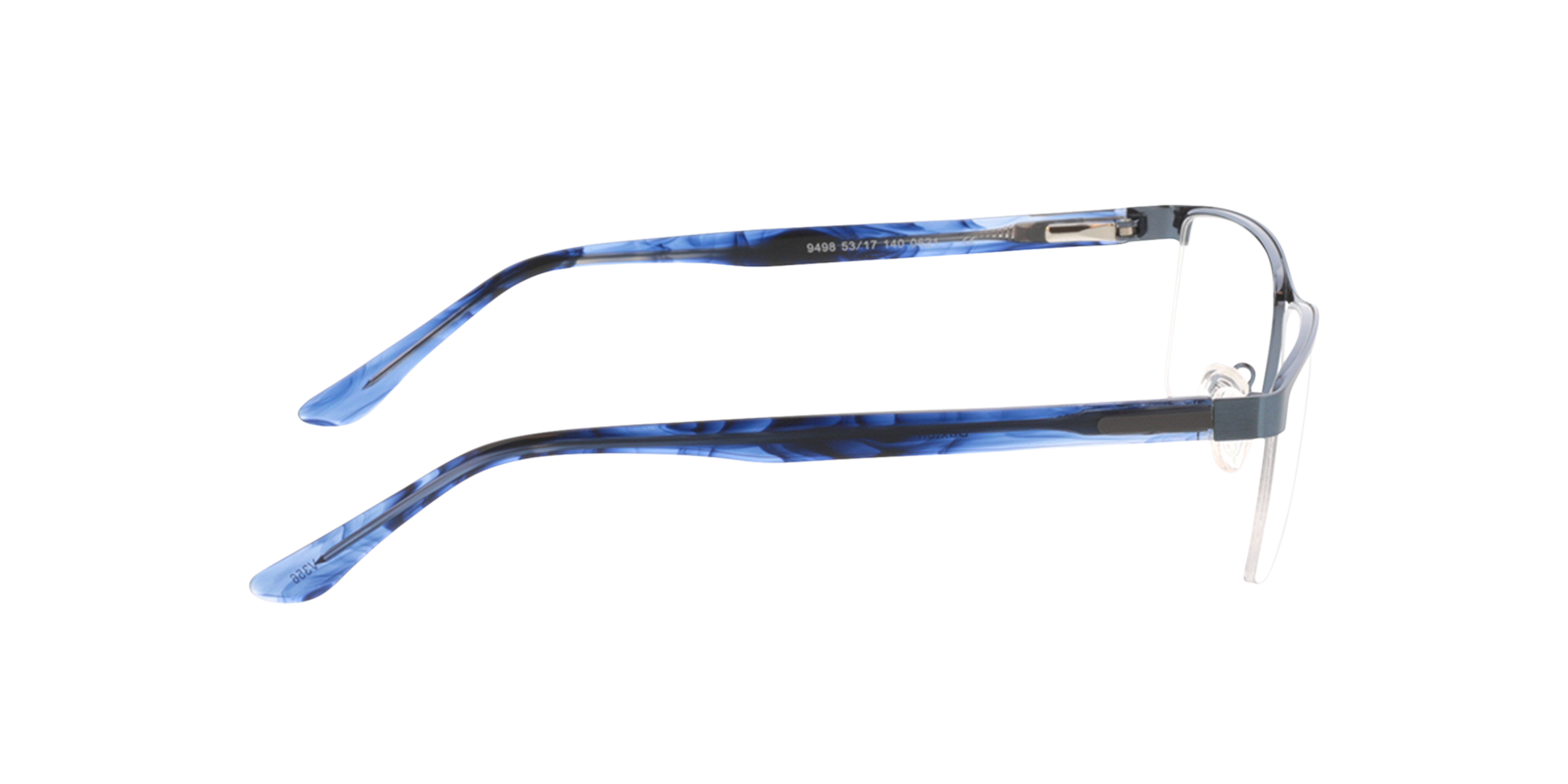 Daxton Blau matt  &  Blau gesprenkelt MetallEyeglass Frames von B24, Seitenansicht