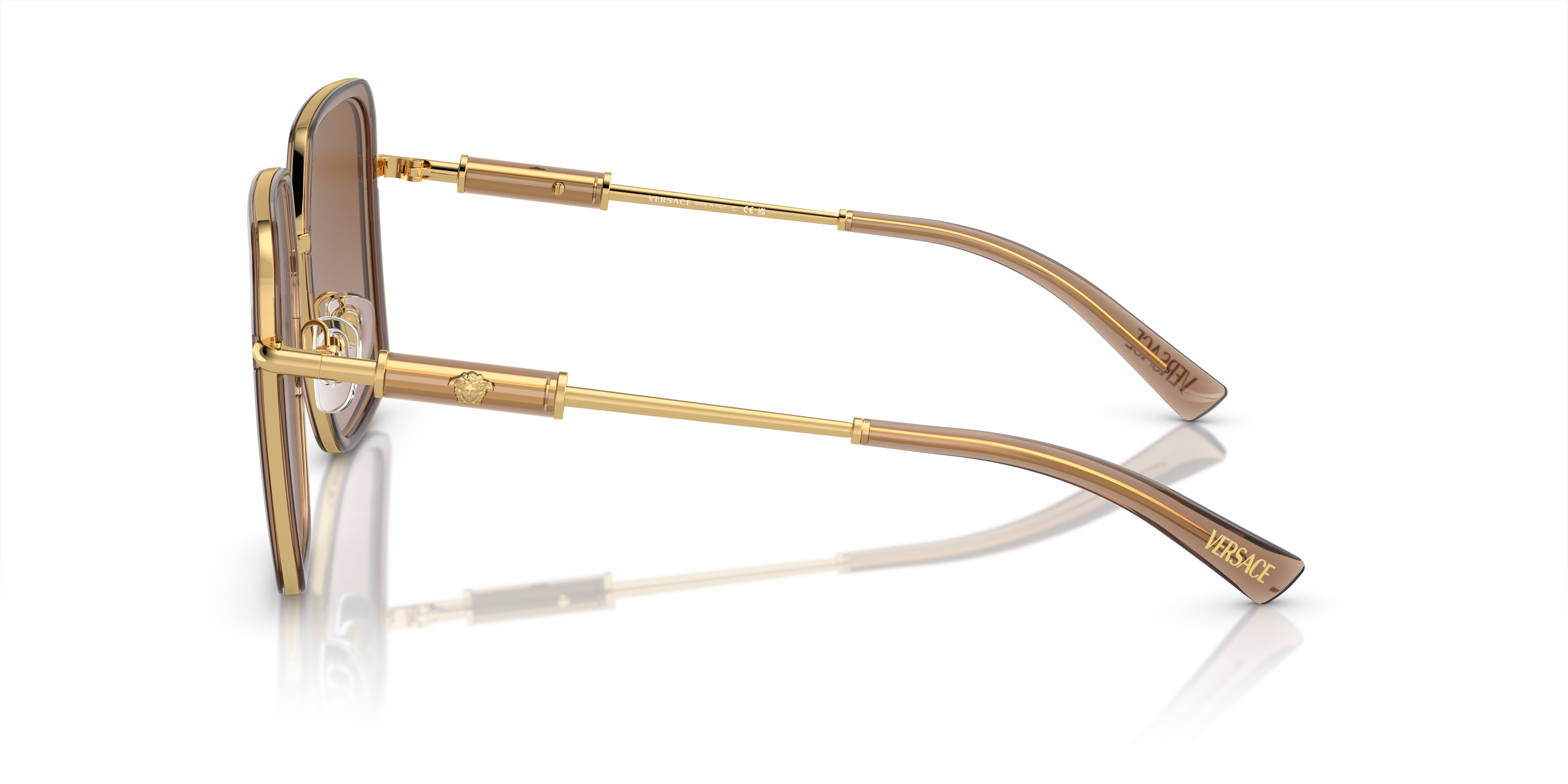 VE2261 Bruin transparant MetaalSunglass Frames van B24, Zijaanzicht