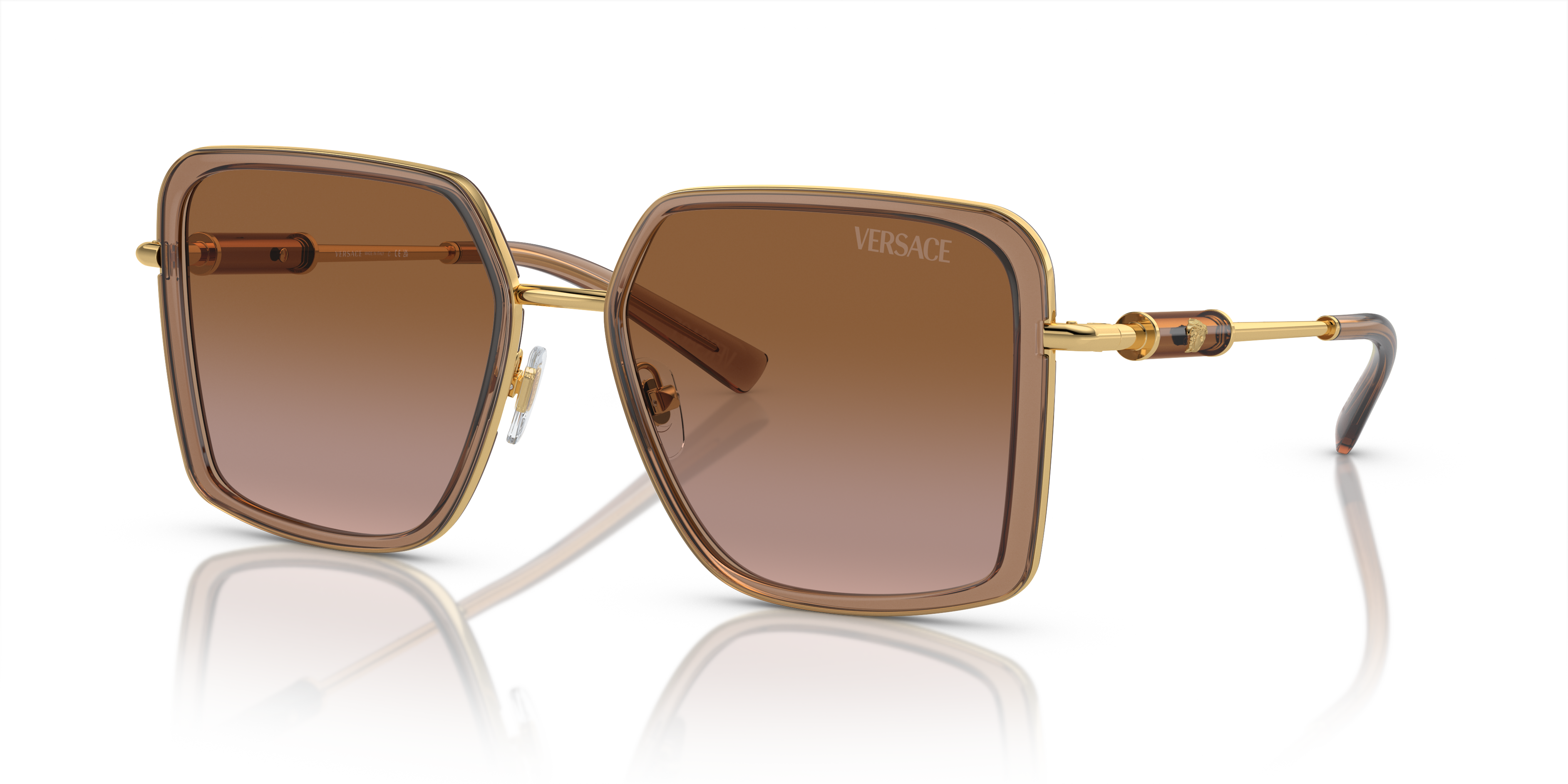 VE2261 Bruin transparant MetaalSunglass Frames van B24, Hoekweergave