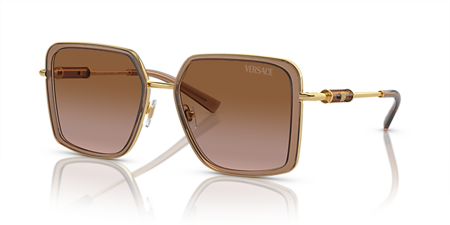 VE2261 Bruin transparant MetaalSunglass Frames van B24, Hoekweergave