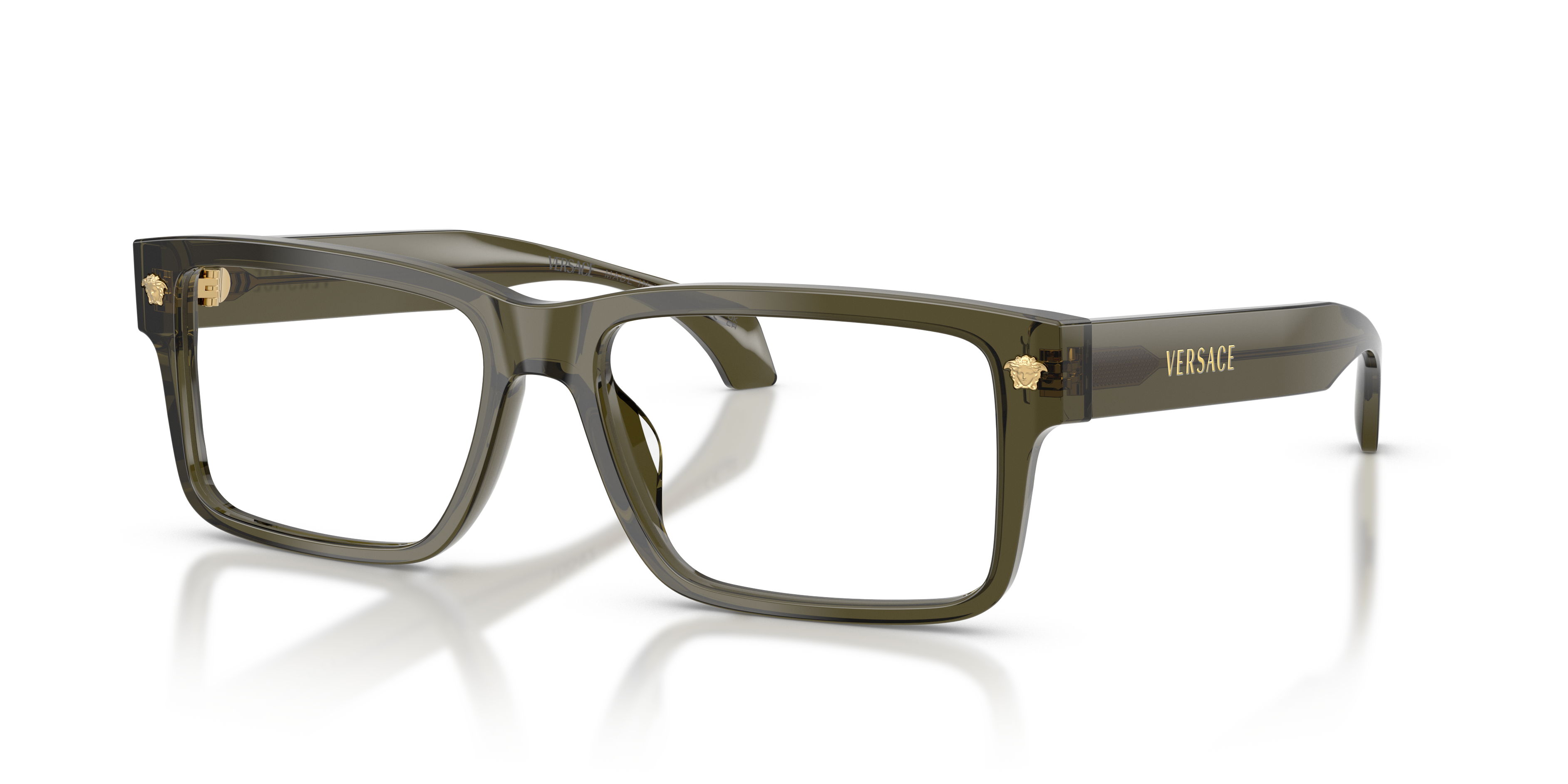 VE3391U Dark Green Transparent AcetatEyeglass Frames von B24, Dreiviertelansicht
