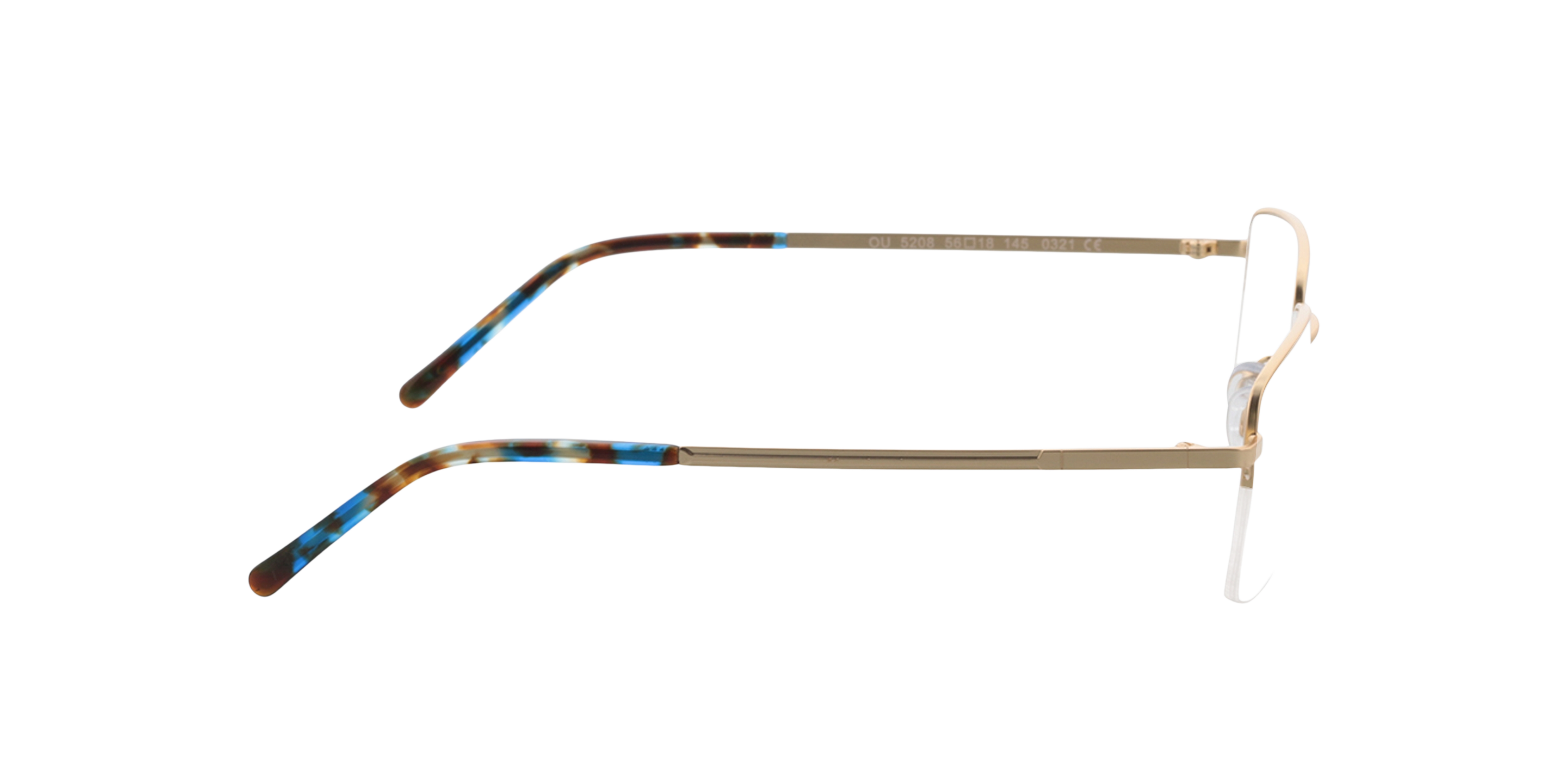 Dawson Satijn goud  &  blauw Havana MetaalEyeglass Frames van B24, Zijaanzicht