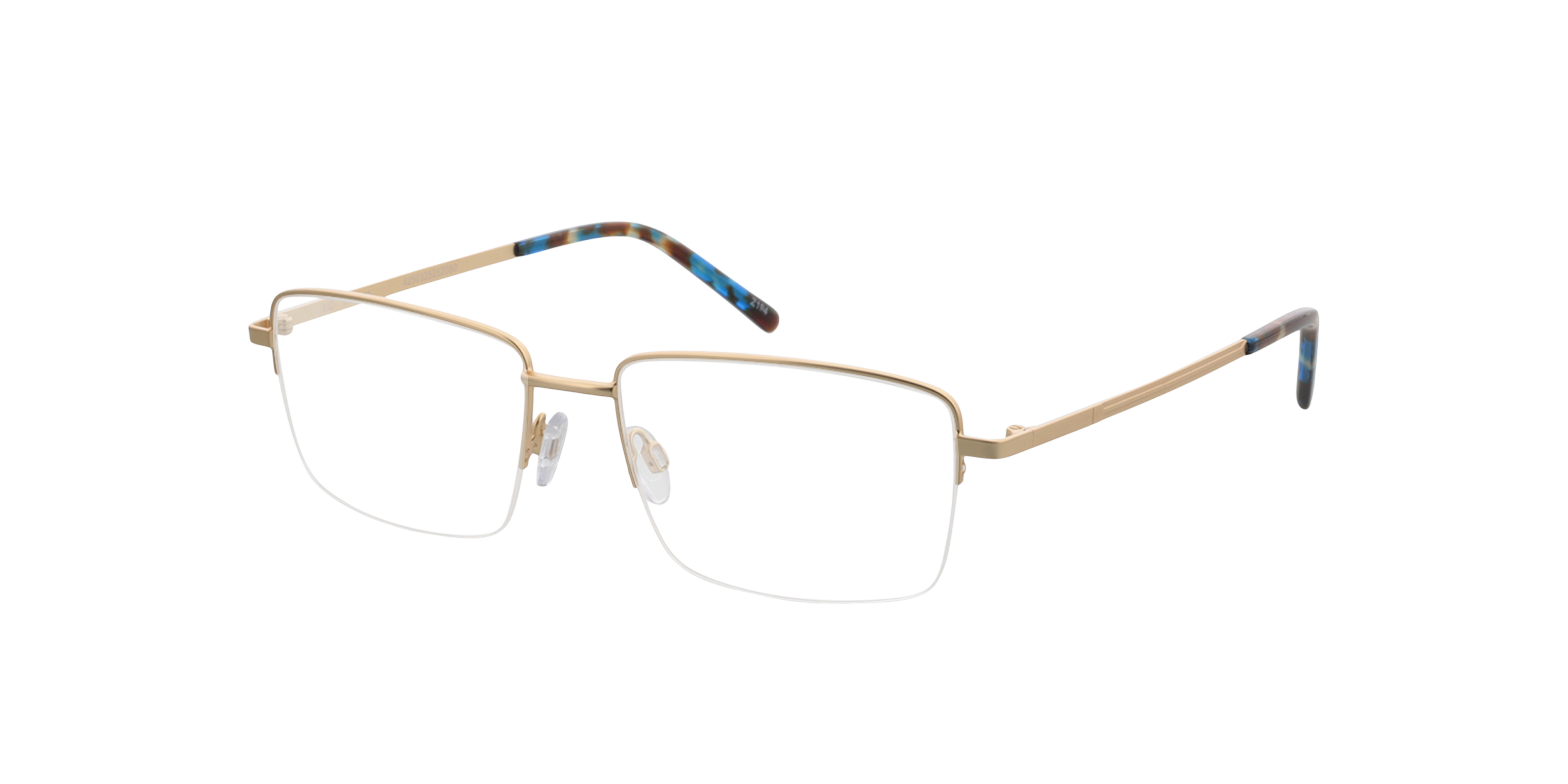 Dawson Satijn goud  &  blauw Havana MetaalEyeglass Frames van B24, Hoekweergave