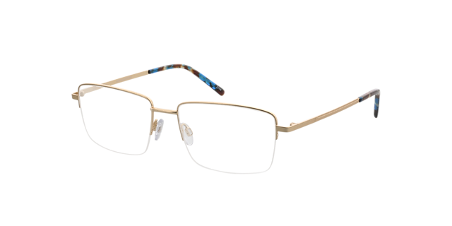 Dawson Satijn goud  &  blauw Havana MetaalEyeglass Frames van B24, Hoekweergave