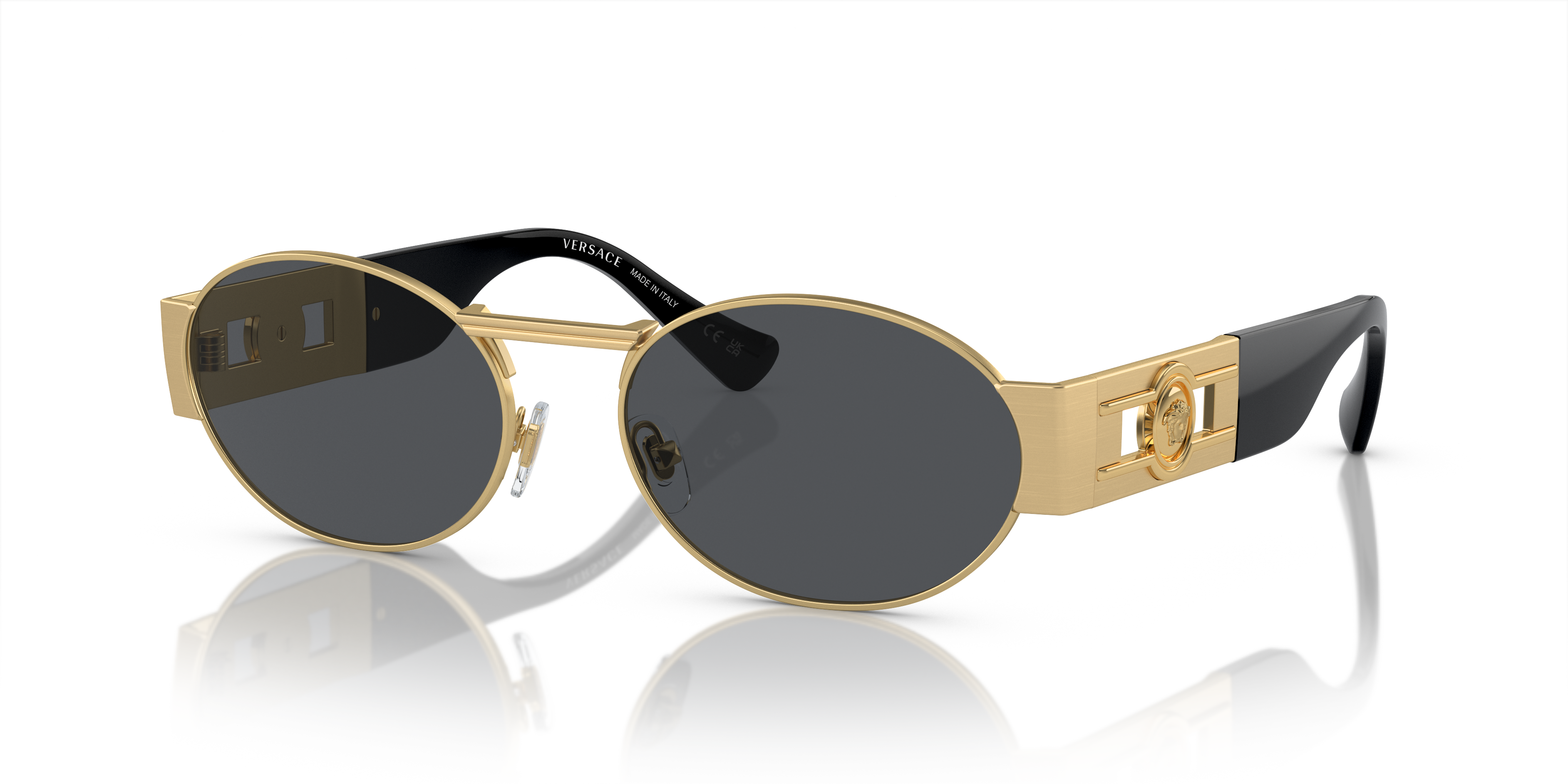VE2264 Matt Gold MetallSunglass Frames von B24, Dreiviertelansicht