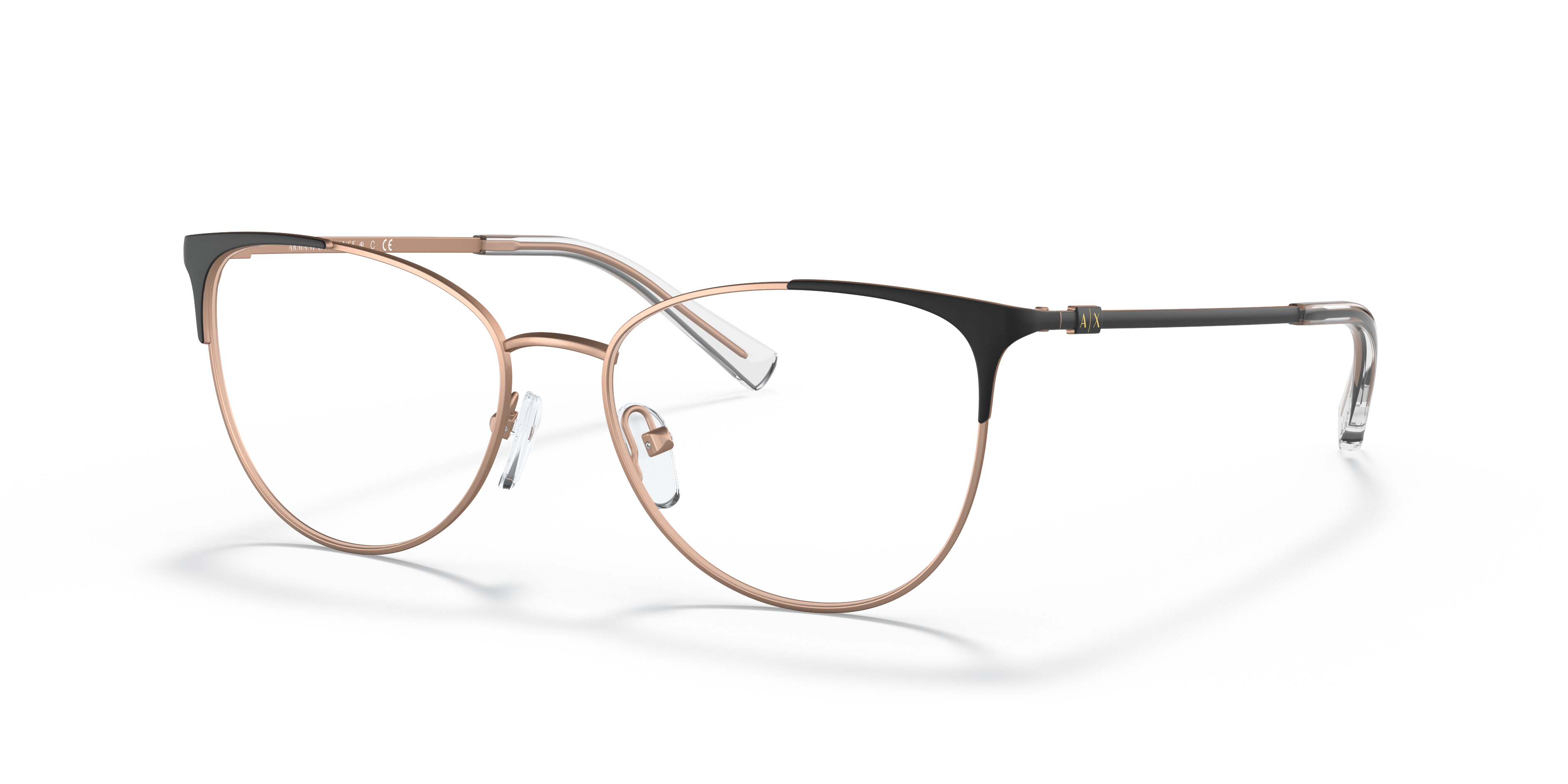 AX1034 Matte Rose Gold And Black MetaalEyeglass Frames van B24, Hoekweergave