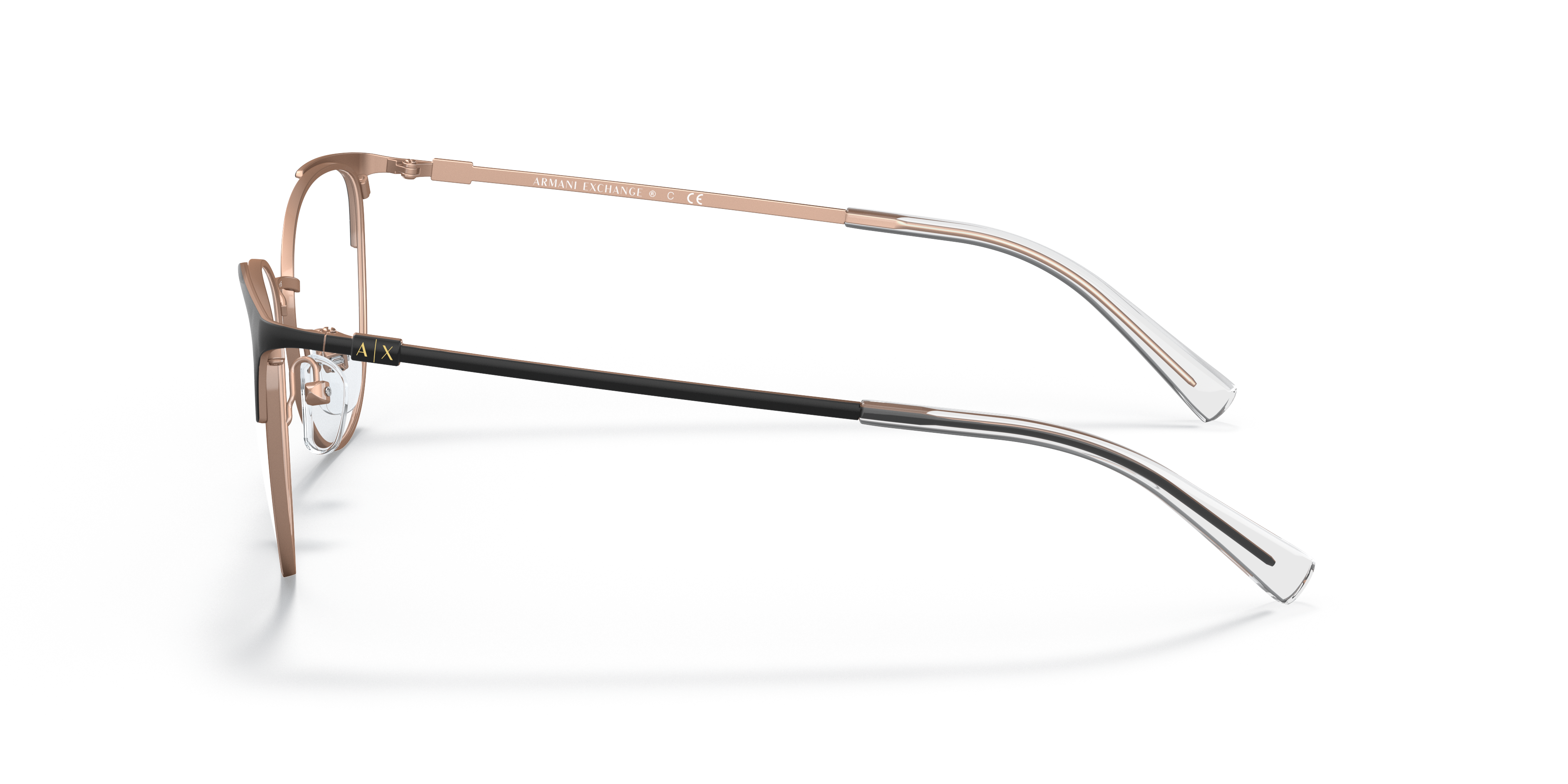 AX1034 Matte Rose Gold And Black MetaalEyeglass Frames van B24, Zijaanzicht