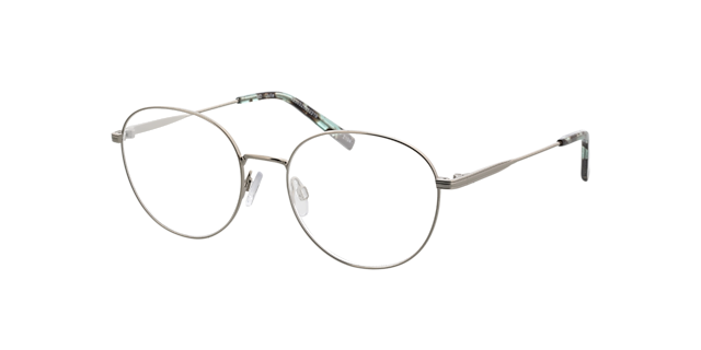 Julia Silber satiniert MetallEyeglass Frames von B24, Dreiviertelansicht