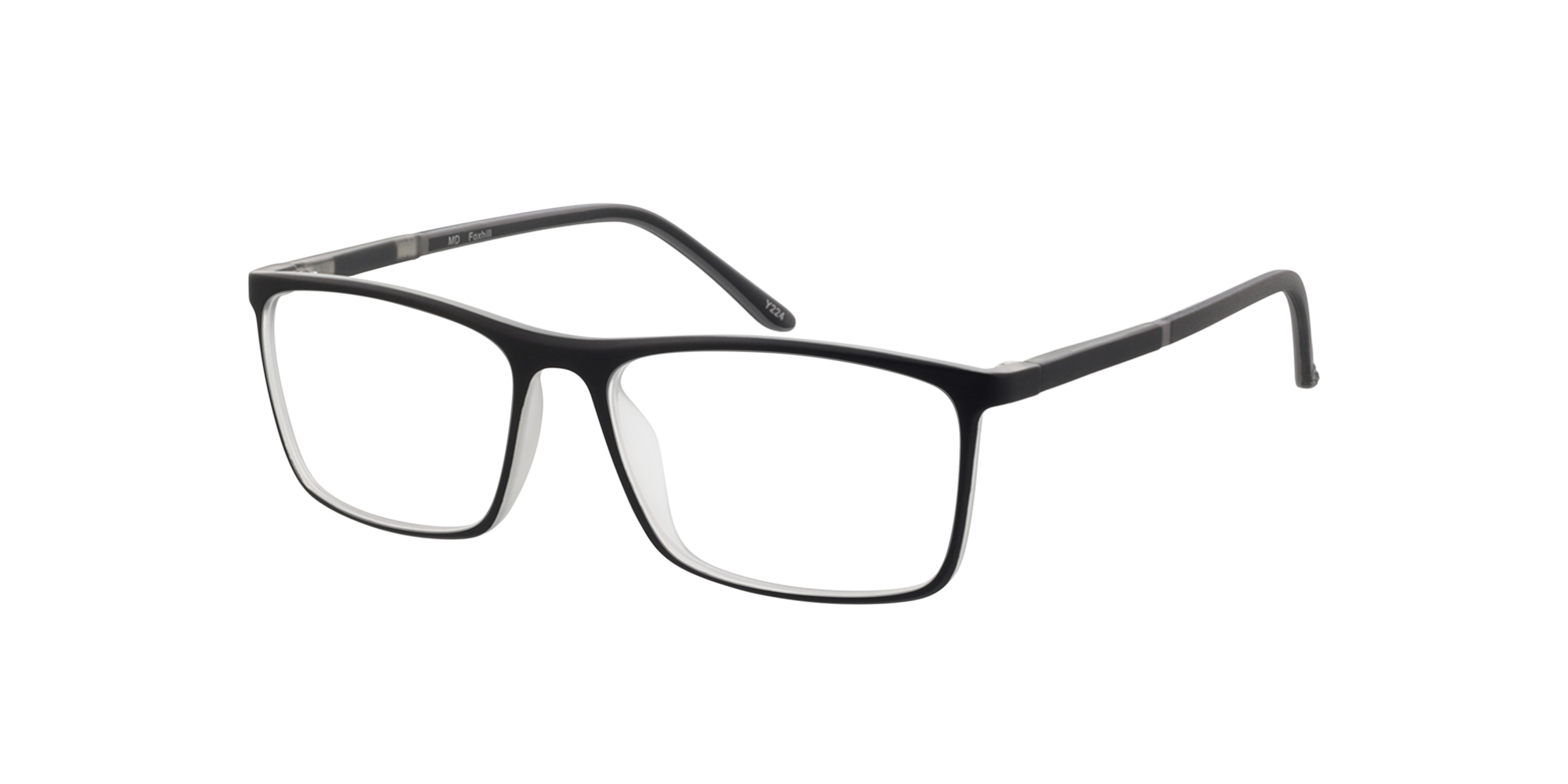 Foxhill Schwarz zweilagig  &  Kristall KunststoffEyeglass Frames von B24, Dreiviertelansicht