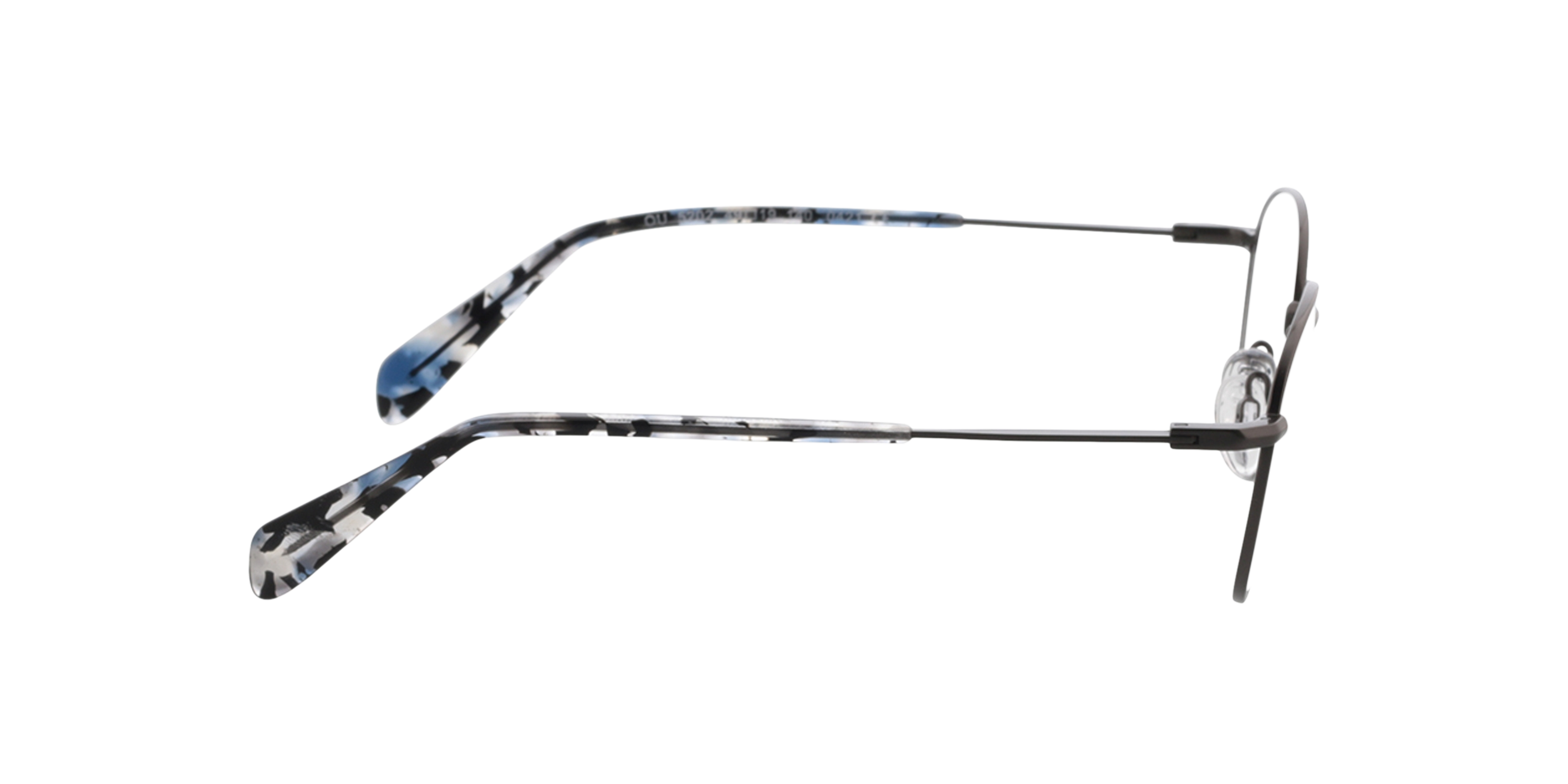 Princeton Mat gunmetal  &  blauw patroon MetaalEyeglass Frames van B24, Zijaanzicht