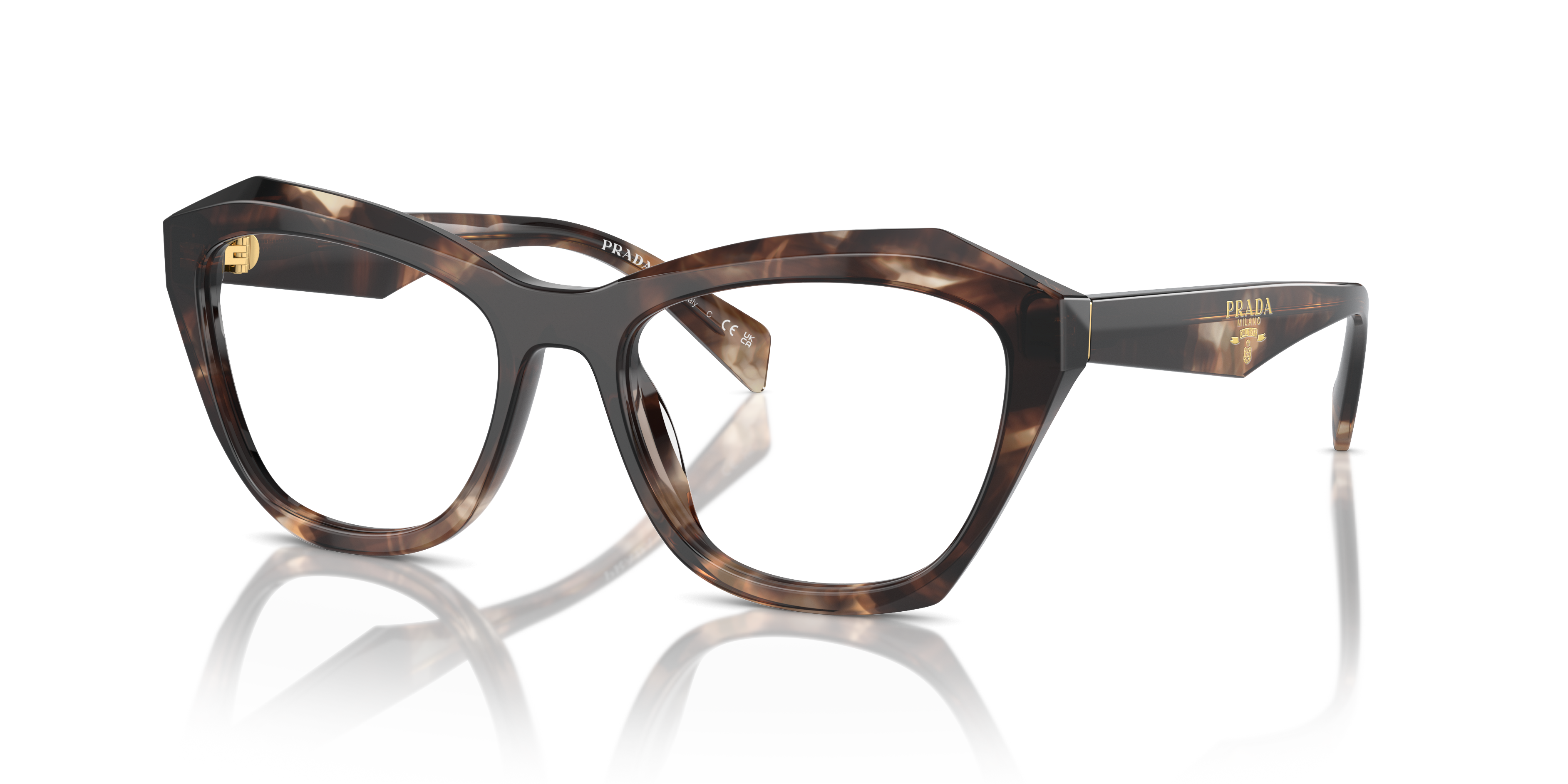 PR A20V Karamel Tortoise AcetaatEyeglass Frames van B24, Hoekweergave