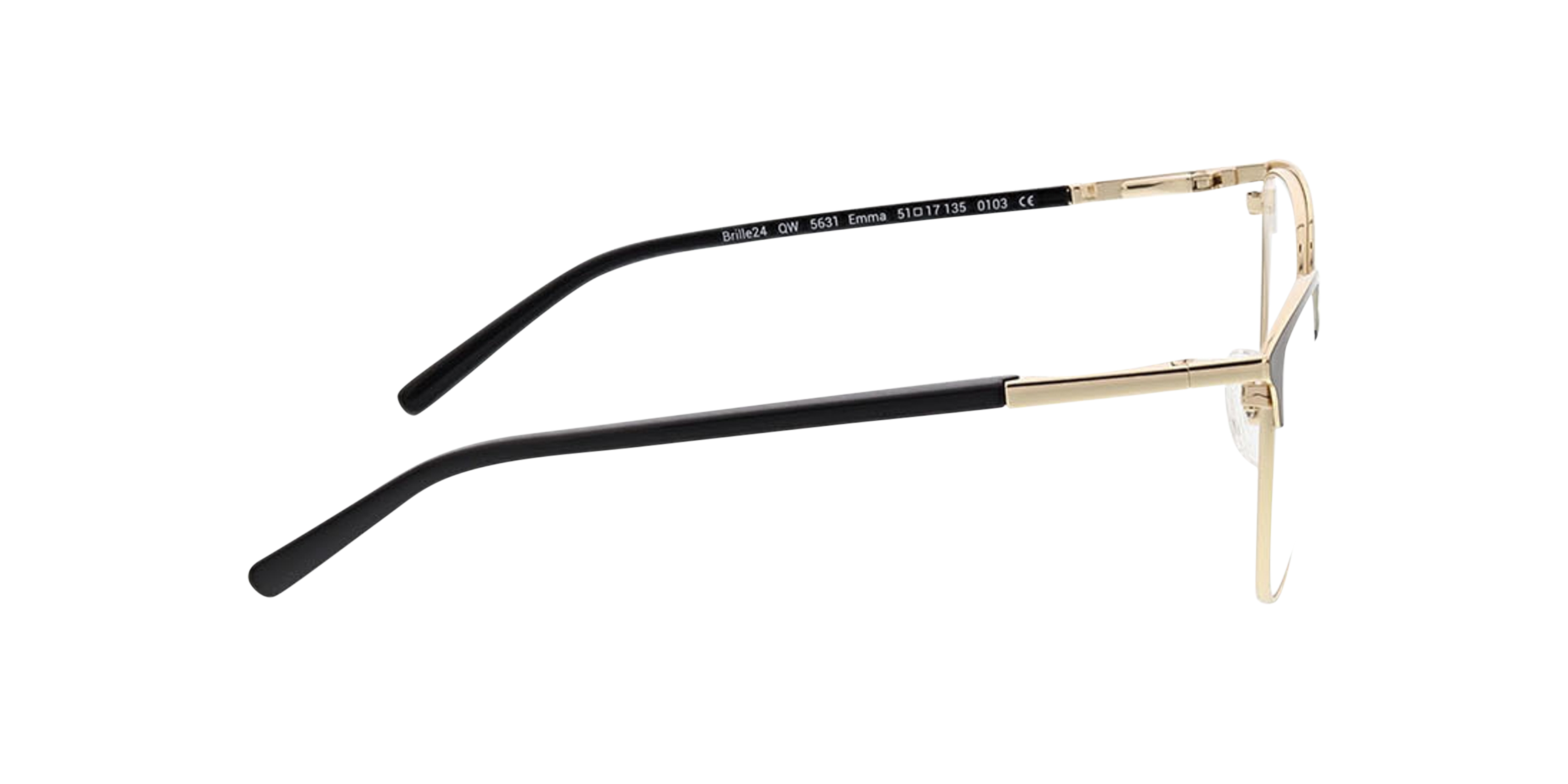 Emma Zwart & goud MetaalEyeglass Frames van B24, Zijaanzicht