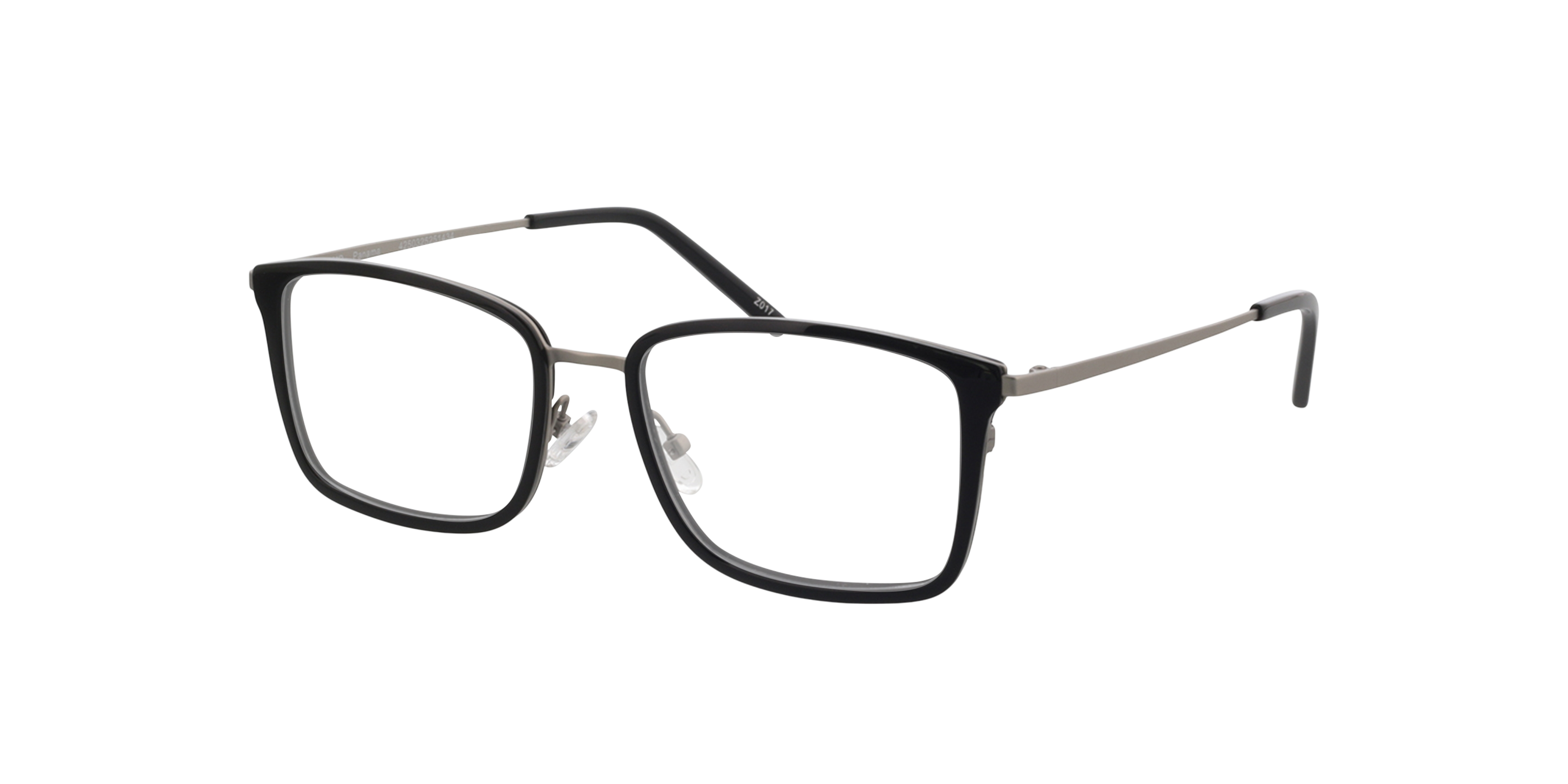 Panama Zwart  &  matzilver MetaalEyeglass Frames van B24, Hoekweergave