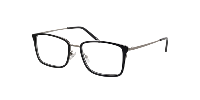 Panama Black & Matt Silver MetallEyeglass Frames von B24, Dreiviertelansicht