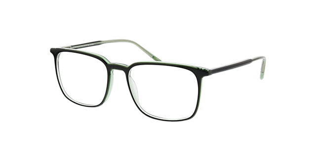 Oakland Bilayer Green & Crystal Green AcetatEyeglass Frames von B24, Dreiviertelansicht