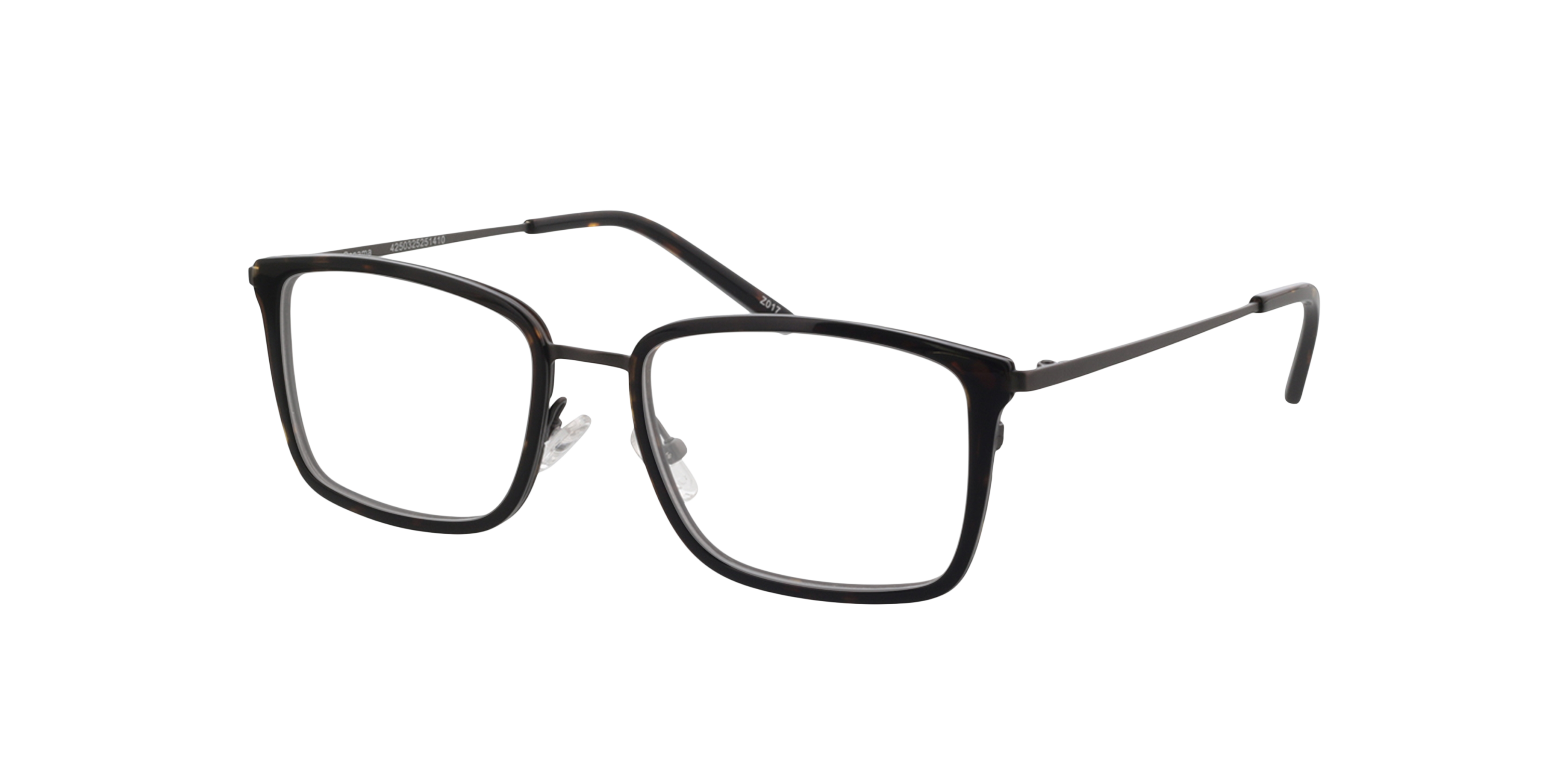 Panama Havana  &  mat gunmetal MetaalEyeglass Frames van B24, Hoekweergave
