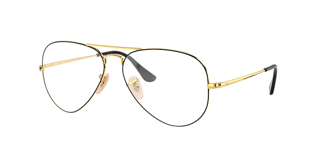 RB6489 Zwart op goud MetaalEyeglass Frames van B24, Hoekweergave