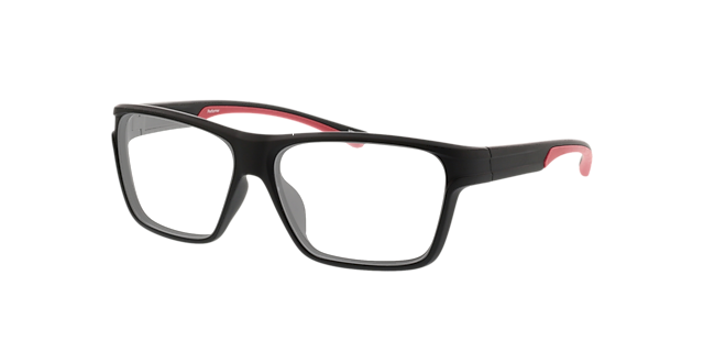 Performer Matzwart  &  rood KunststofEyeglass Frames van B24, Hoekweergave