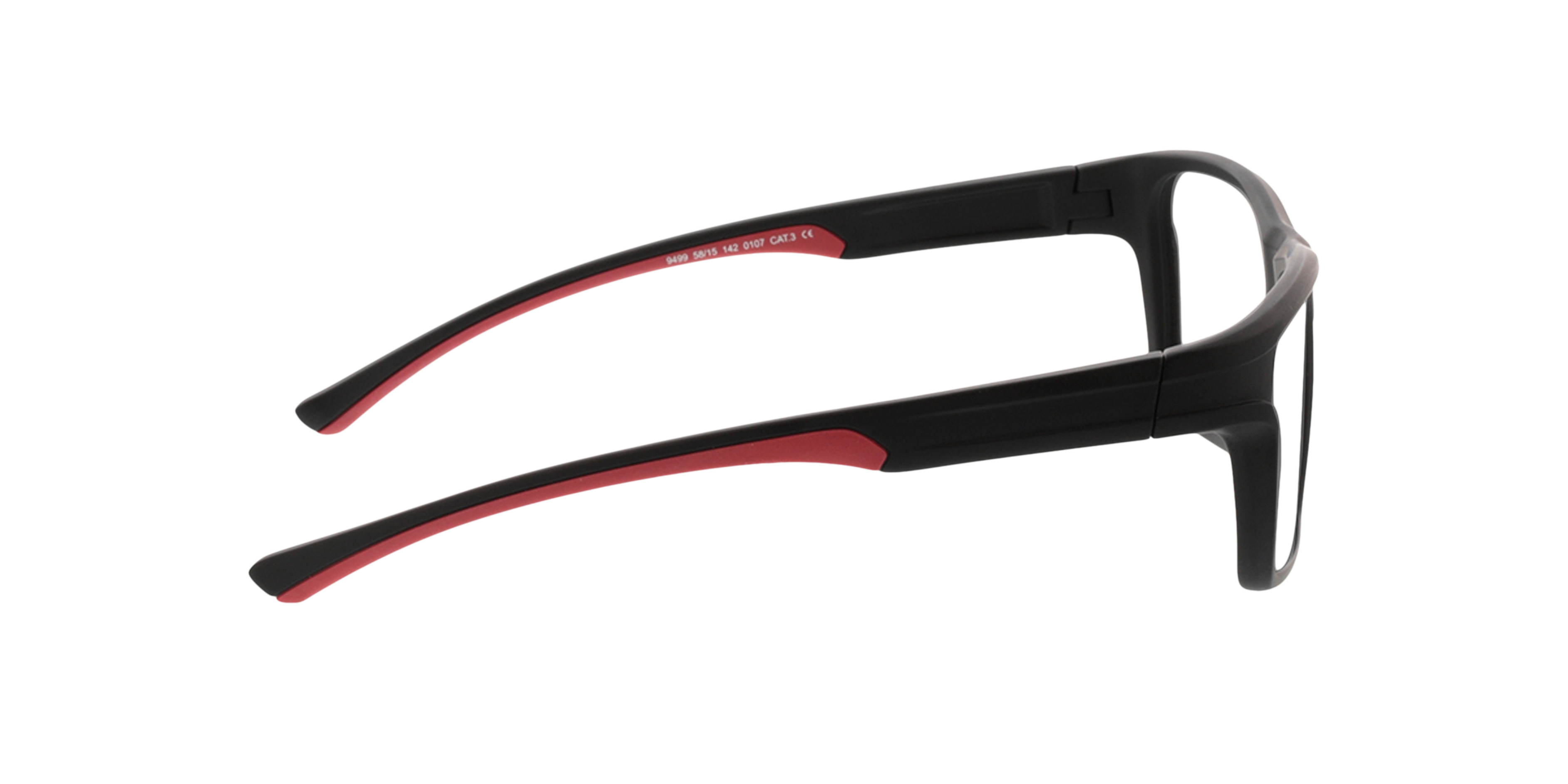 Performer Matzwart  &  rood KunststofEyeglass Frames van B24, Zijaanzicht