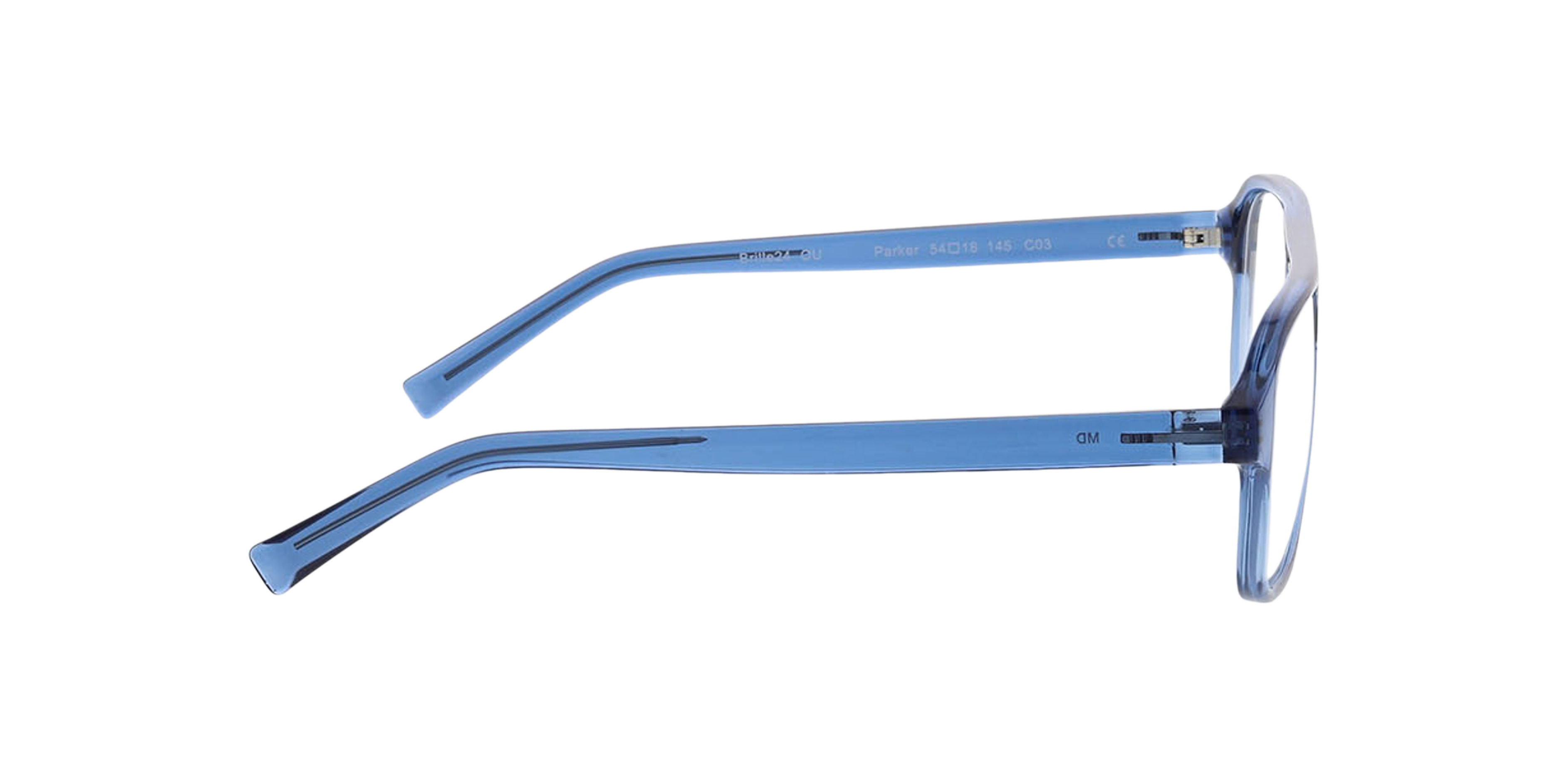 Parker Kristallblau KunststoffEyeglass Frames von B24, Seitenansicht