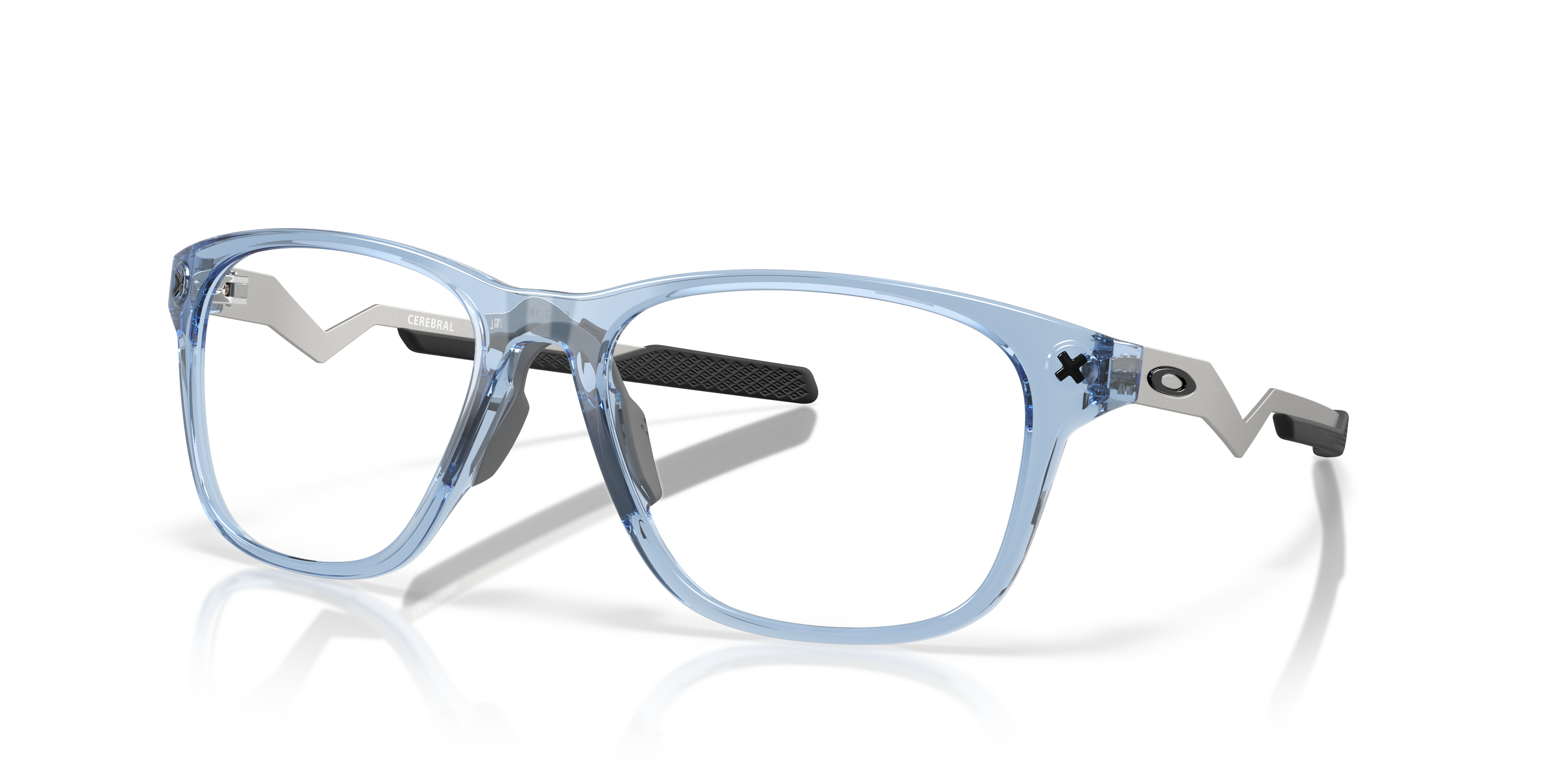 Cerebral Blau transparent KunststoffEyeglass Frames von B24, Dreiviertelansicht