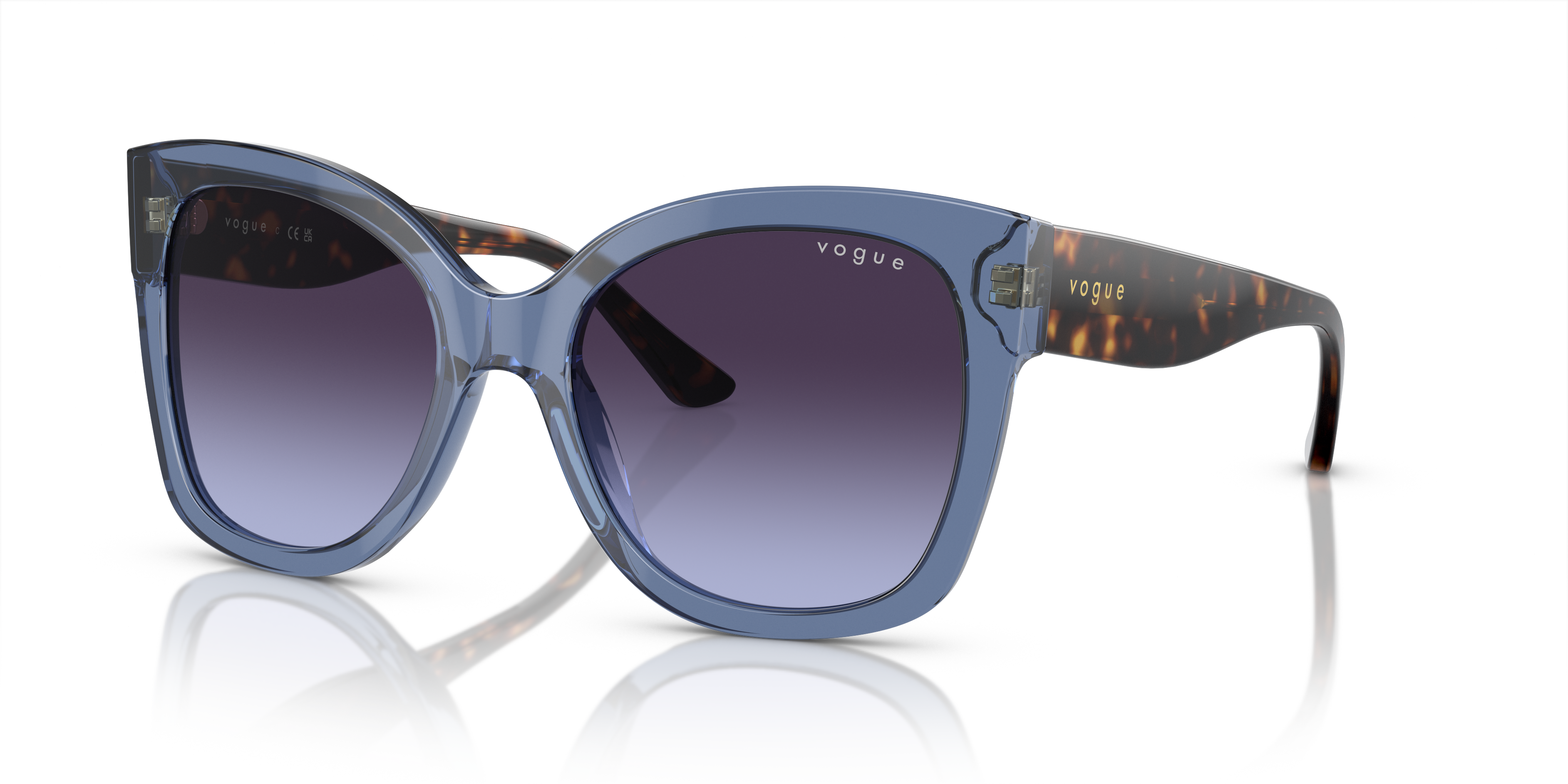 VO5338S Blau transparent AcetatSunglass Frames von B24, Dreiviertelansicht