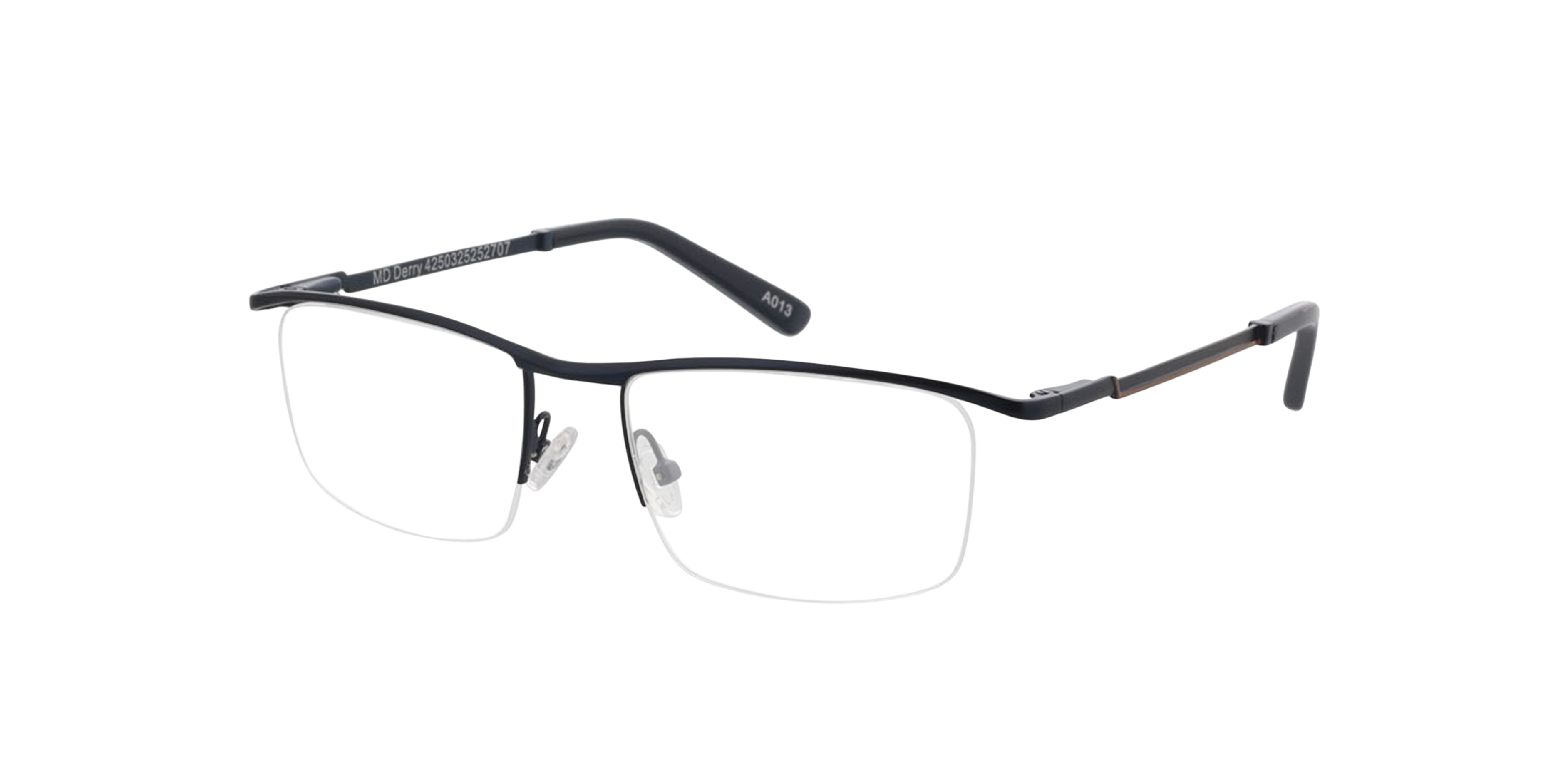 Derry Matblauw  &  marineblauw MetaalEyeglass Frames van B24, Hoekweergave