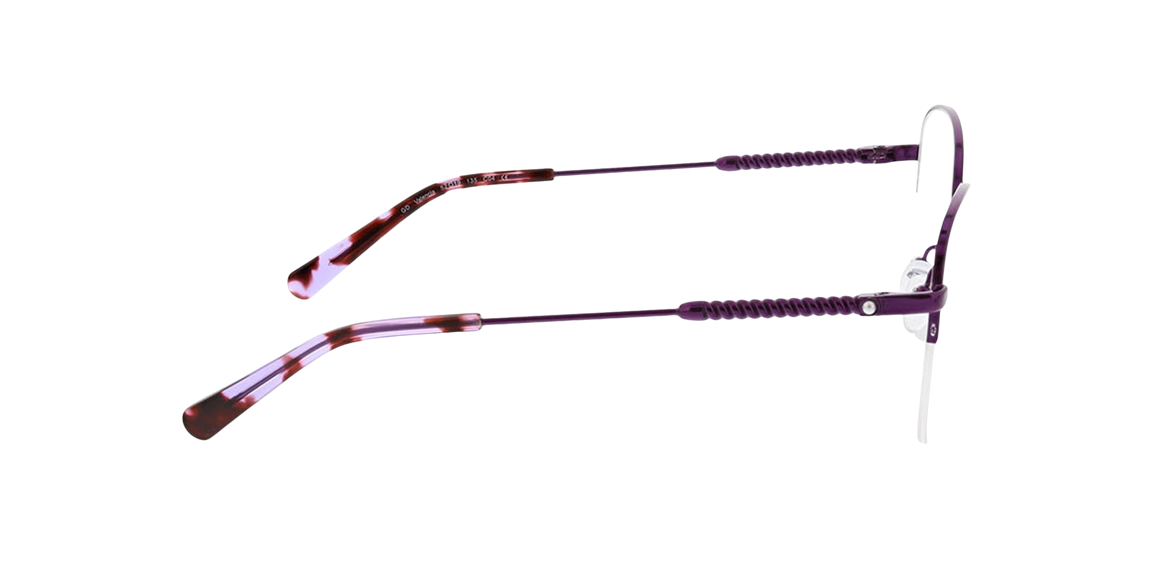 Valencia Donkerpaars  &  paars Havana MetaalEyeglass Frames van B24, Zijaanzicht